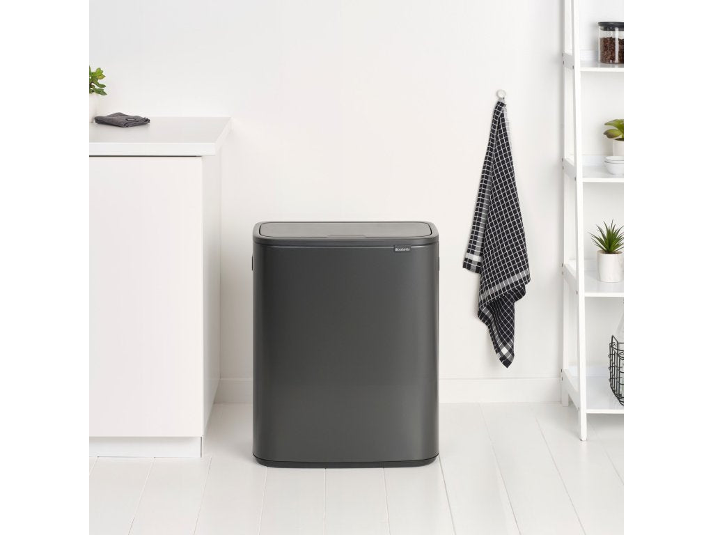 Brabantia Soptunna med trycklock BO TOUCH BIN 2x 30 l, mörk grå, stål
