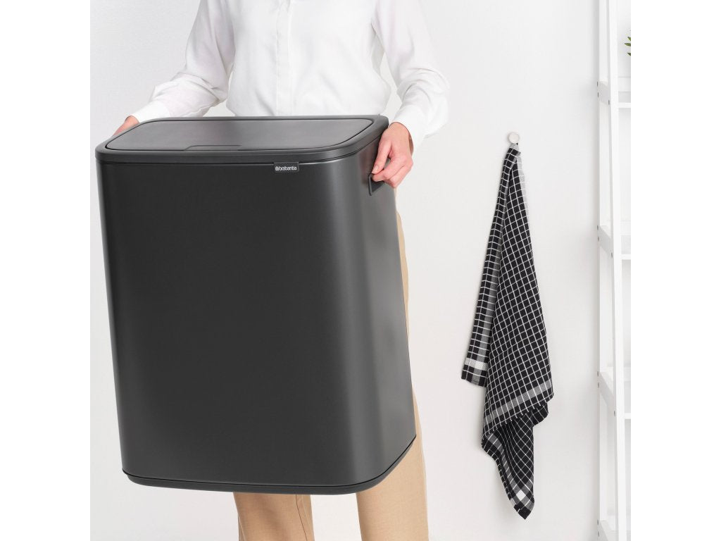 Brabantia Soptunna med trycklock BO TOUCH BIN 2x 30 l, mörk grå, stål