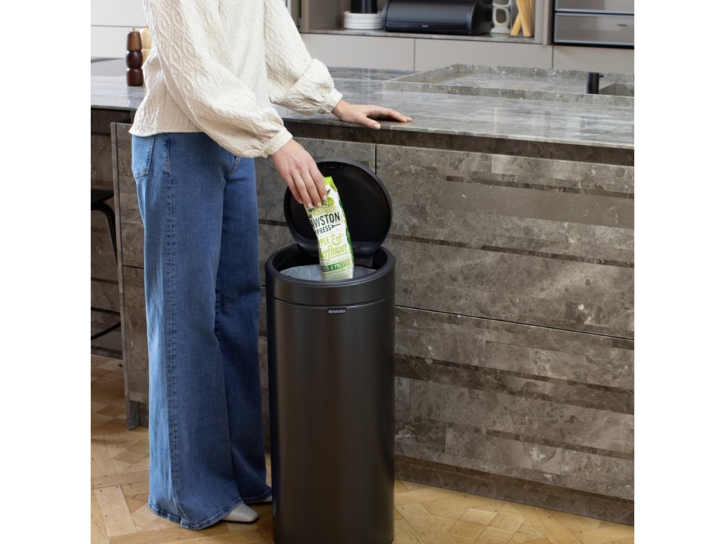 Brabantia Soptunna med trycklock TOUCH BIN NEW 30 l, mörk grå, stål
