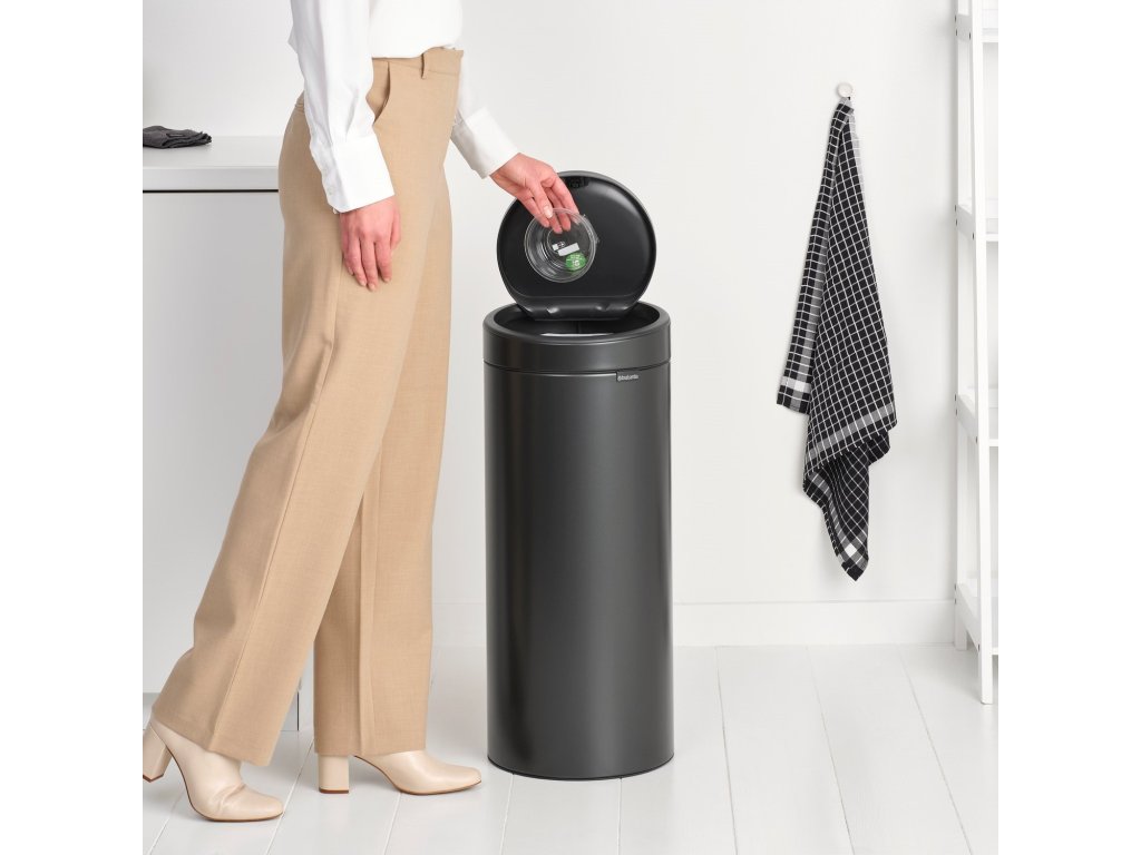 Brabantia Soptunna med trycklock TOUCH BIN NEW 30 l, mörk grå, stål