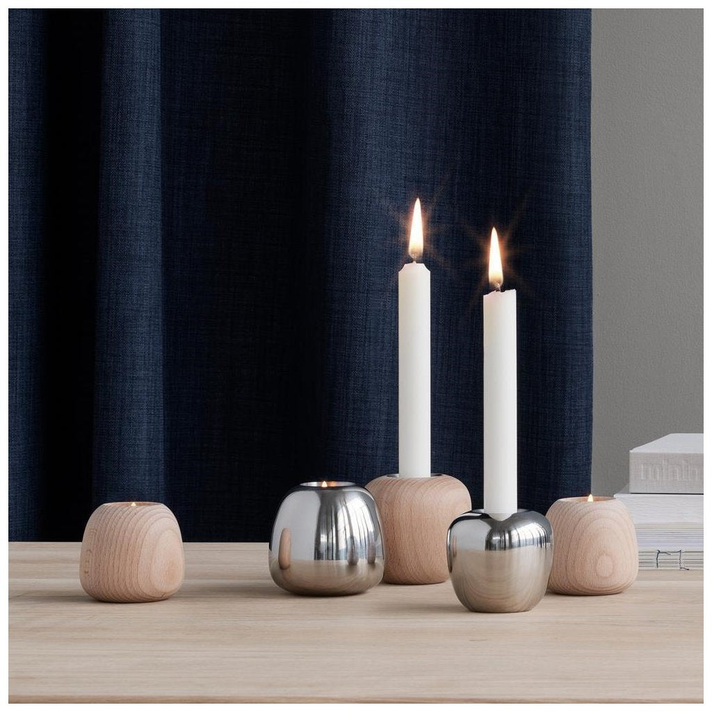 Stelton Hållare för värmeljus ORA 6,5 cm, brun, bokträ