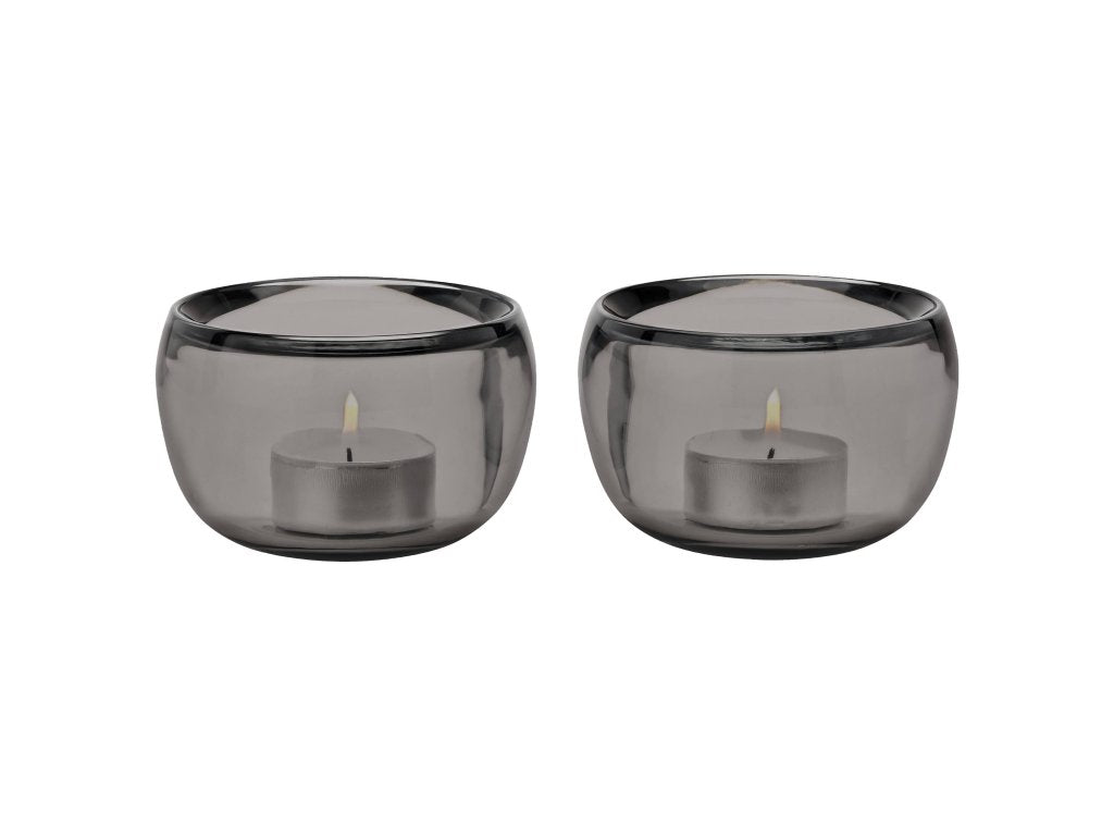 Stelton Hållare för värmeljus ORA 9 cm, set i 2 delar, rök, glas