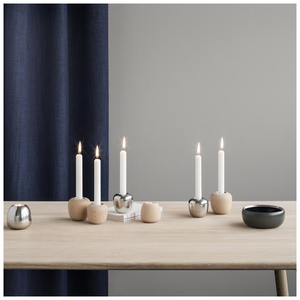 Stelton Hållare för värmeljus ORA 8 cm, brun, bokträ