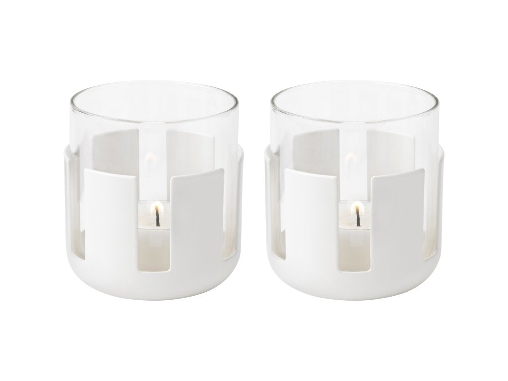 Stelton Hållare för värmeljus LUNA 7 cm, mjuk vit, rostfritt stål / glas