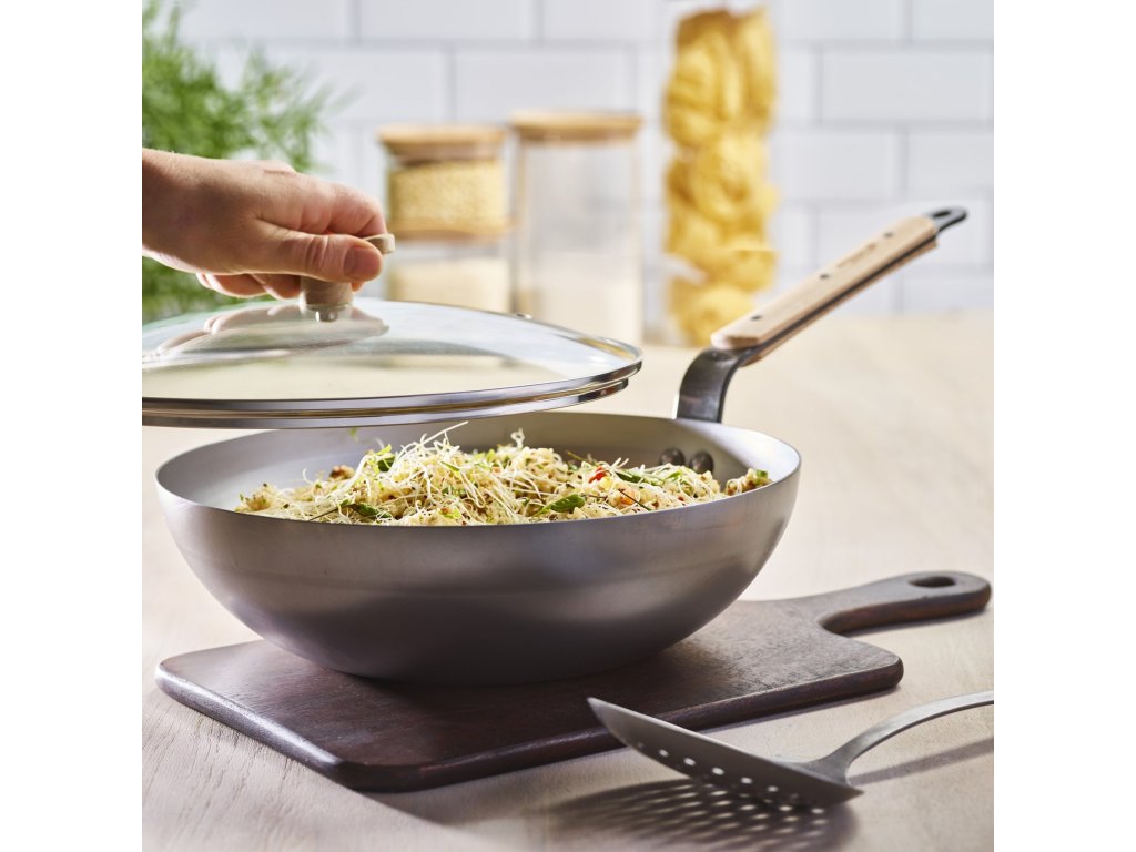 de Buyer Wok MINERAL B BOIS 28 cm, silver, stål