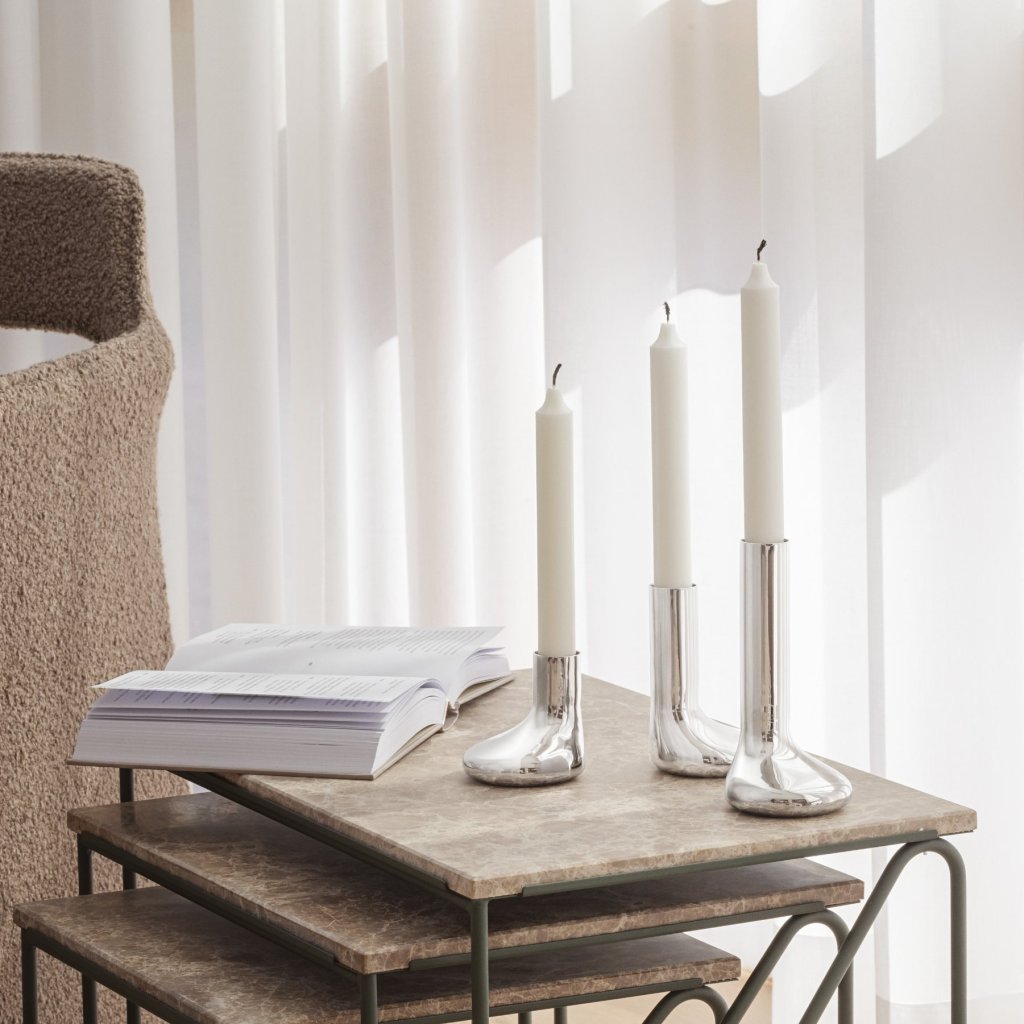 Eva Solo Hållare för middagsljus MELLOW 8 cm, silver, rostfritt stål