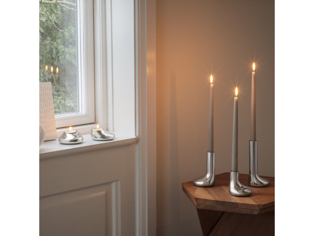 Eva Solo Hållare för middagsljus MELLOW, set i 3 delar, silver, rostfritt stål