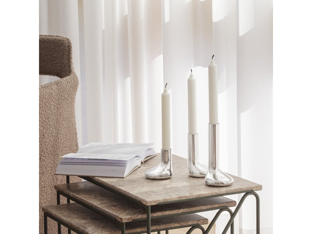 Eva Solo Hållare för middagsljus MELLOW, set i 3 delar, silver, rostfritt stål
