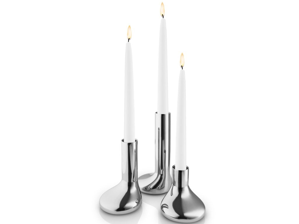 Eva Solo Hållare för middagsljus MELLOW, set i 3 delar, silver, rostfritt stål