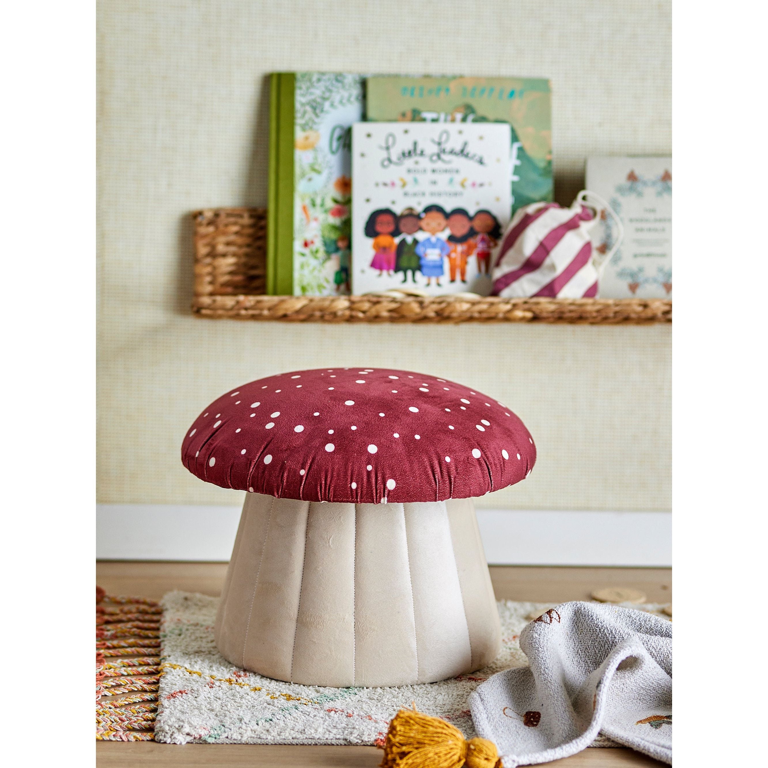 Bloomingville Mini Lue Pouf, Röd, Polyester