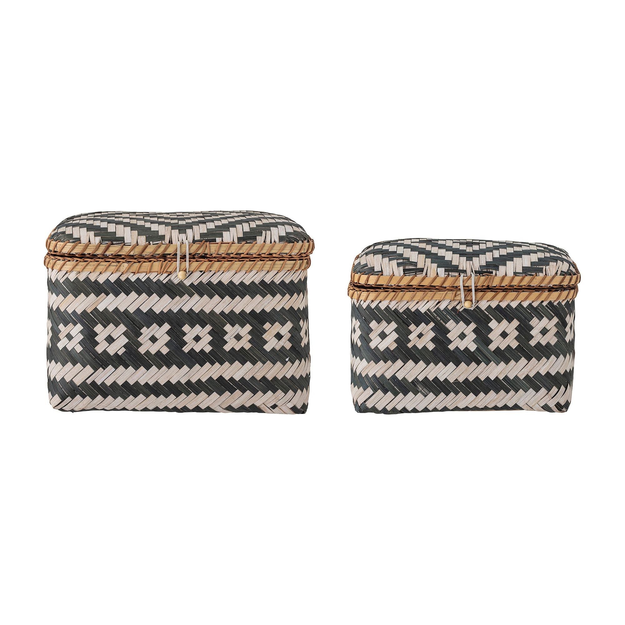 Bloomingville Lar Korg med Lock, Svart, Bambu