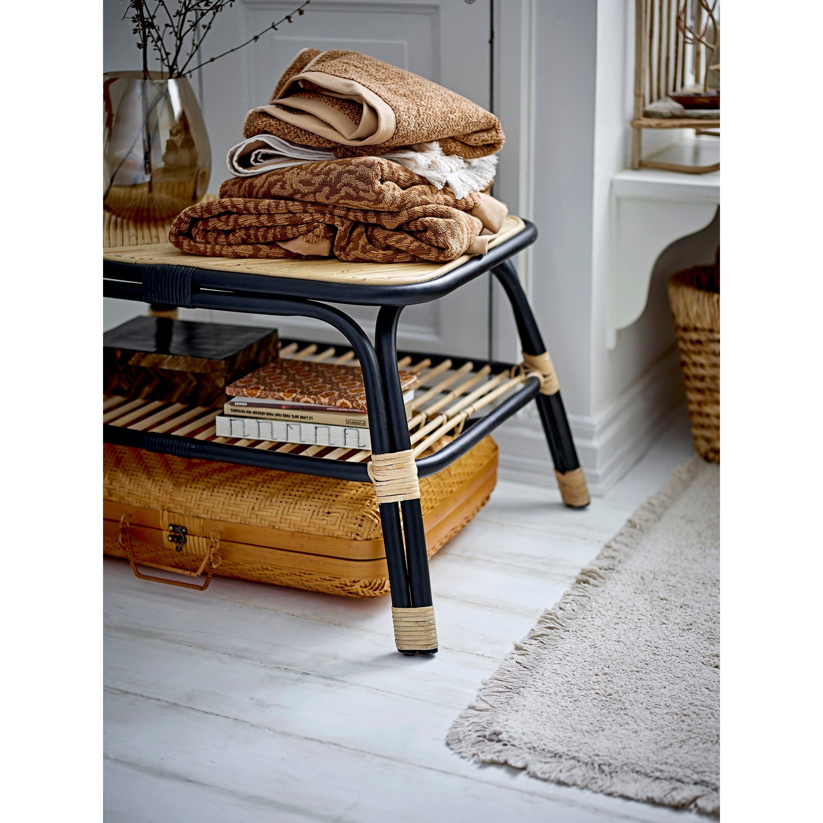 Bloomingville Loue Soffbord, Svart, Rattan