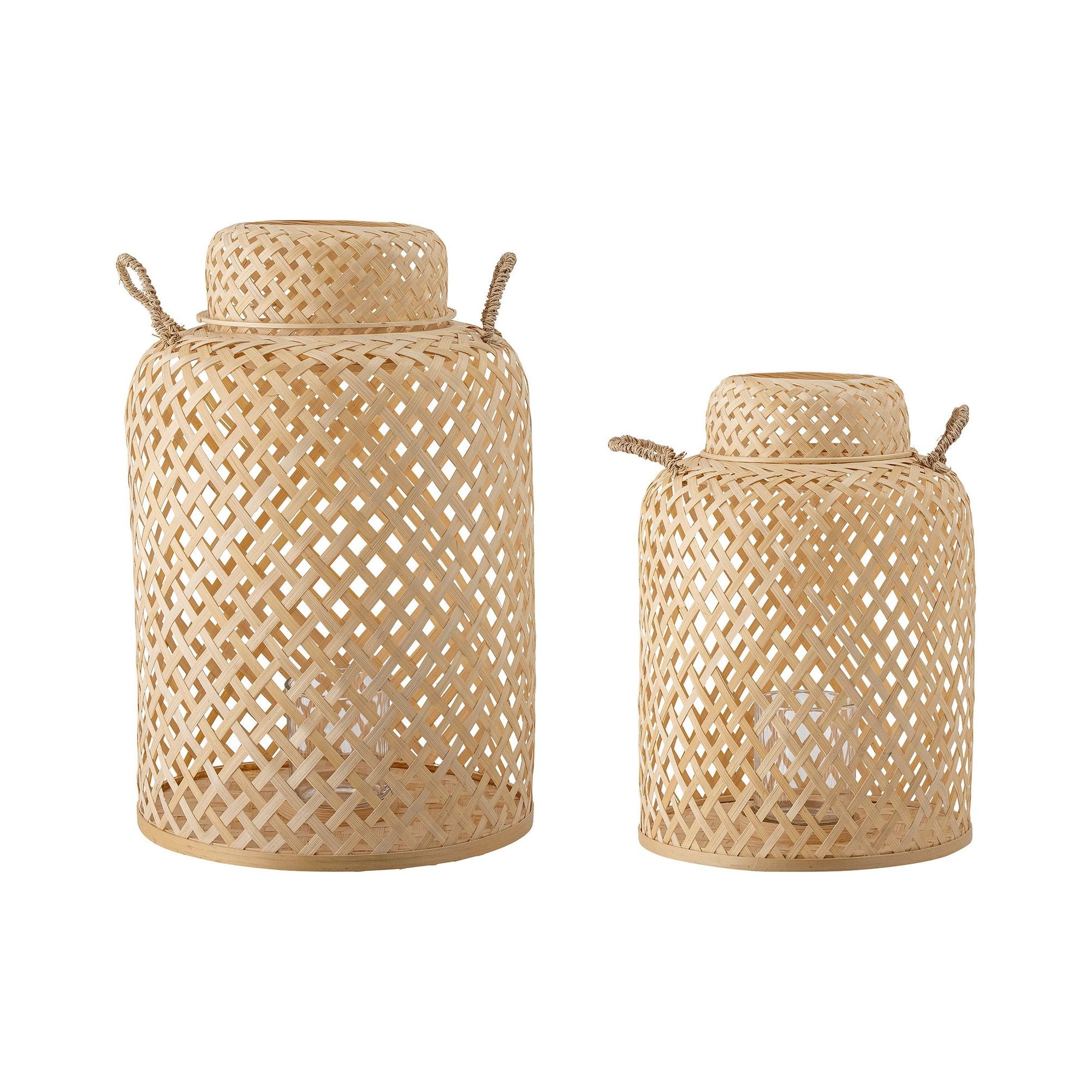 Bloomingville Madlin Lykta med Glas, Natur, Bambu