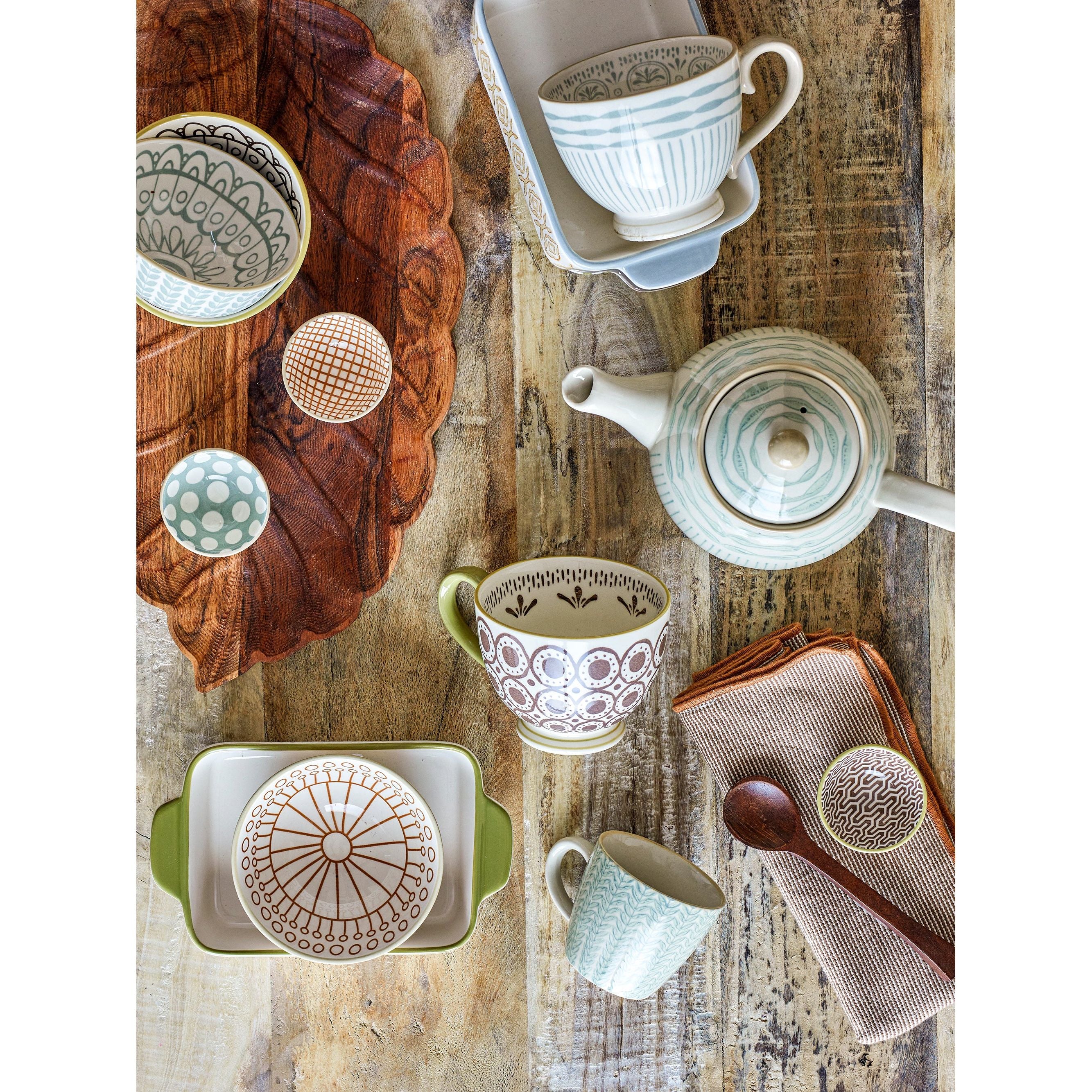 Creative Collection Maple Skål, Grön, Stengods