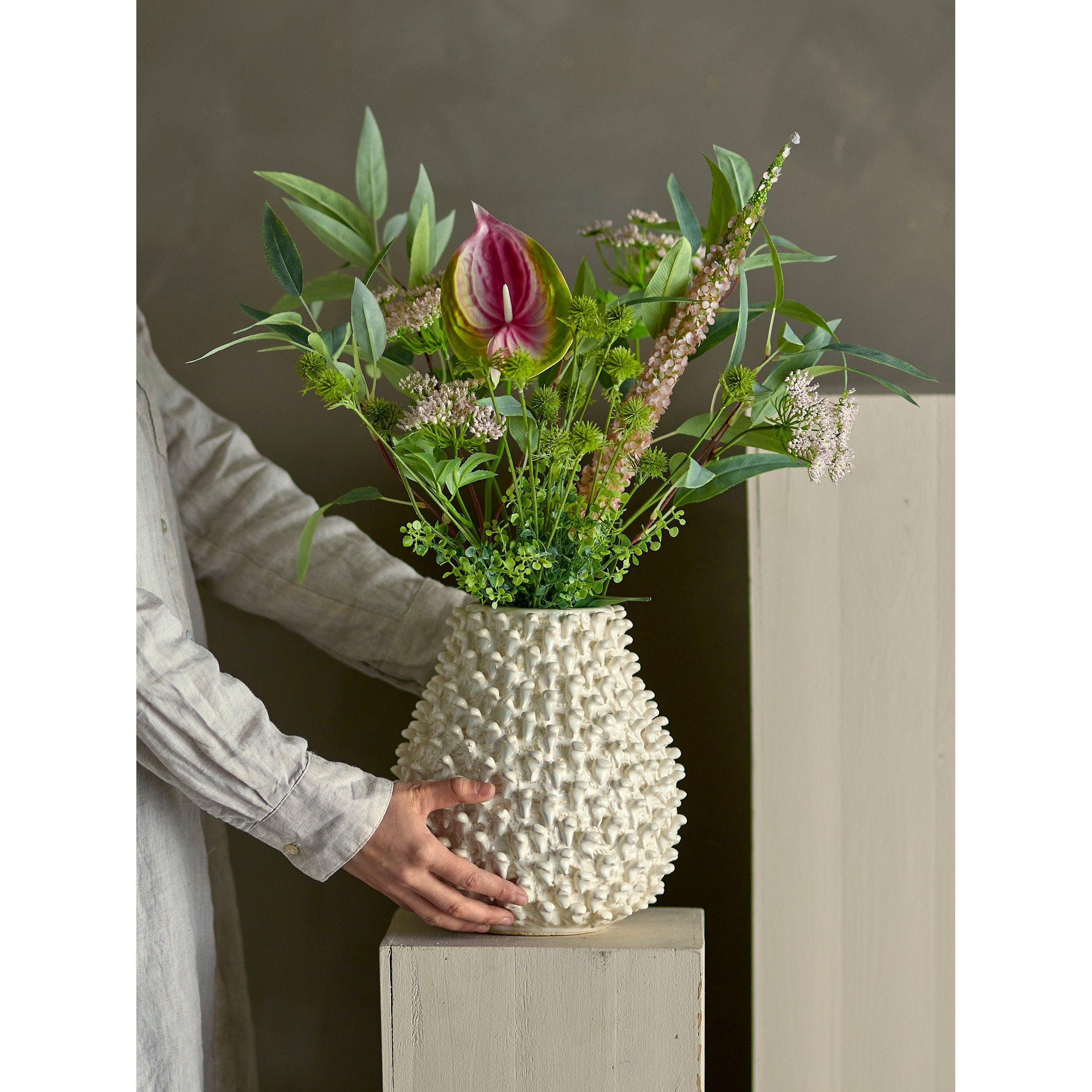 Bloomingville Spikey Vas, Natur, Stengods