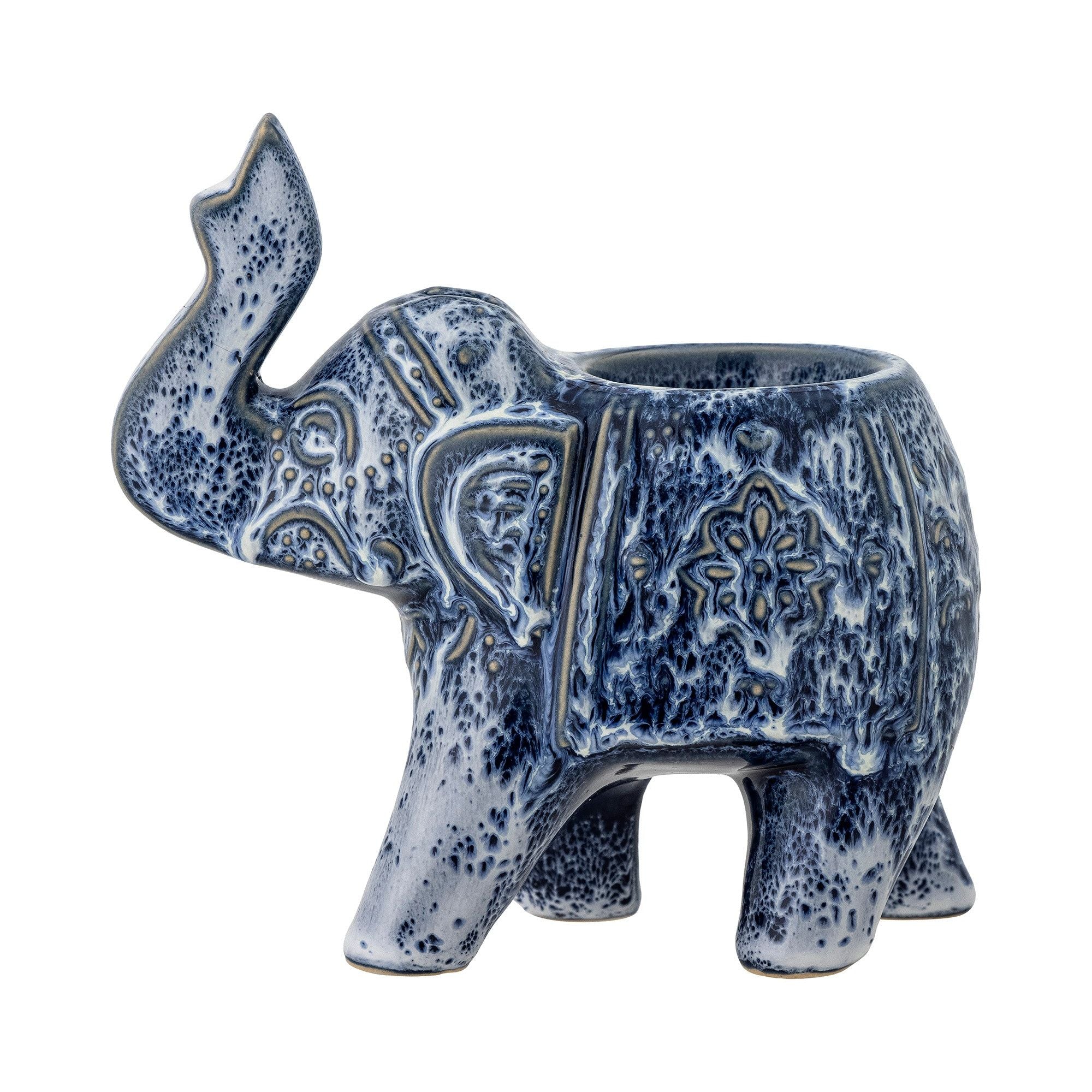 Creative Collection Oliphant Värmeljushållare, Blå, Stengods