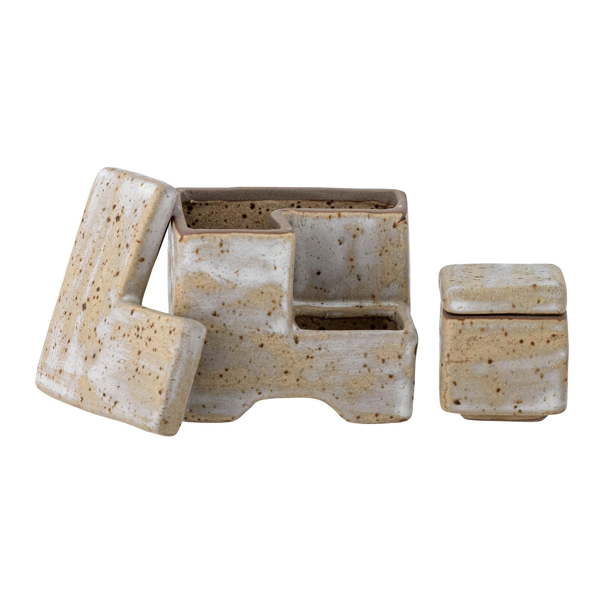 Creative Collection Madox Låda med Lock, Grå, Stengods