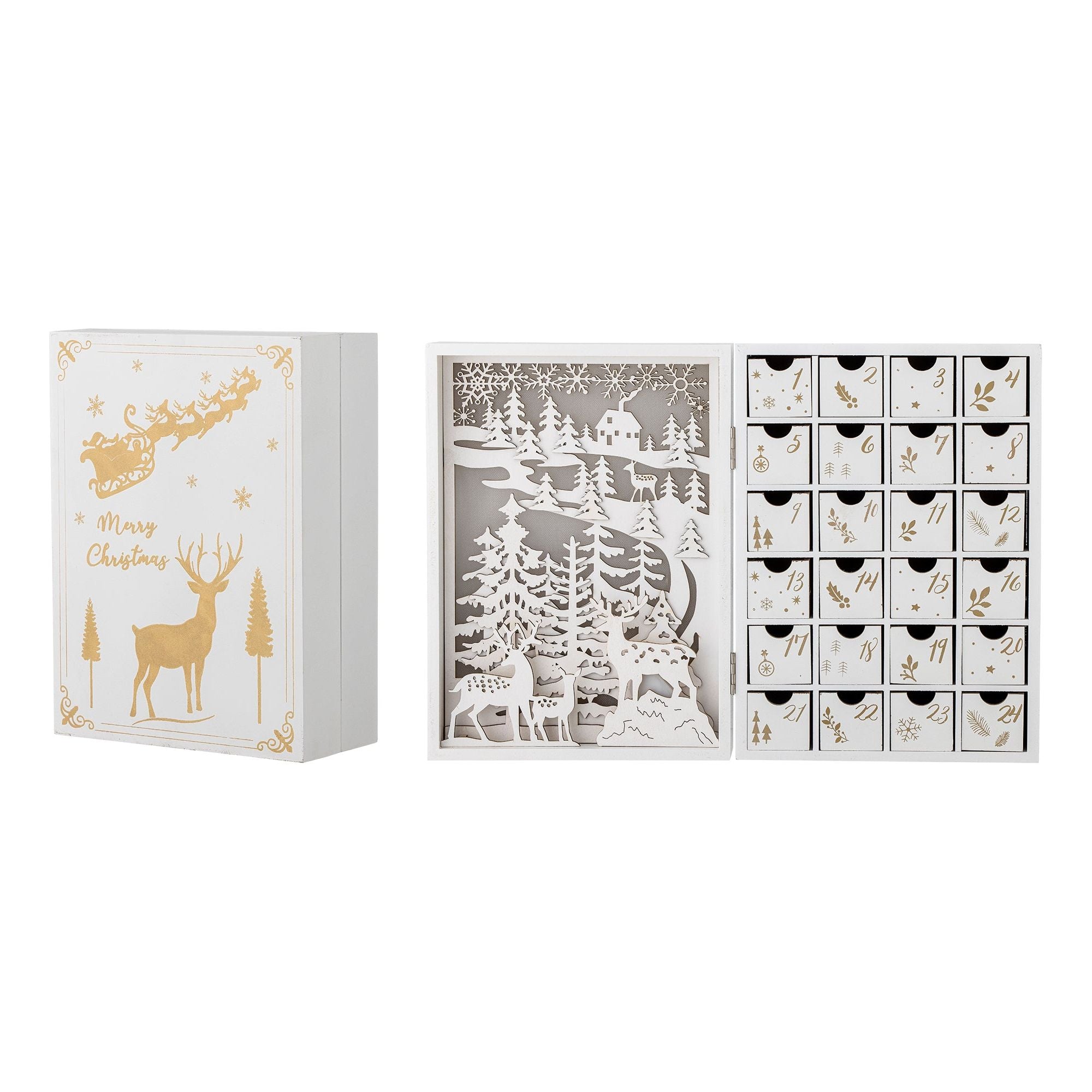 Bloomingville Elimar Kalender med ljus, Vit, Plywood