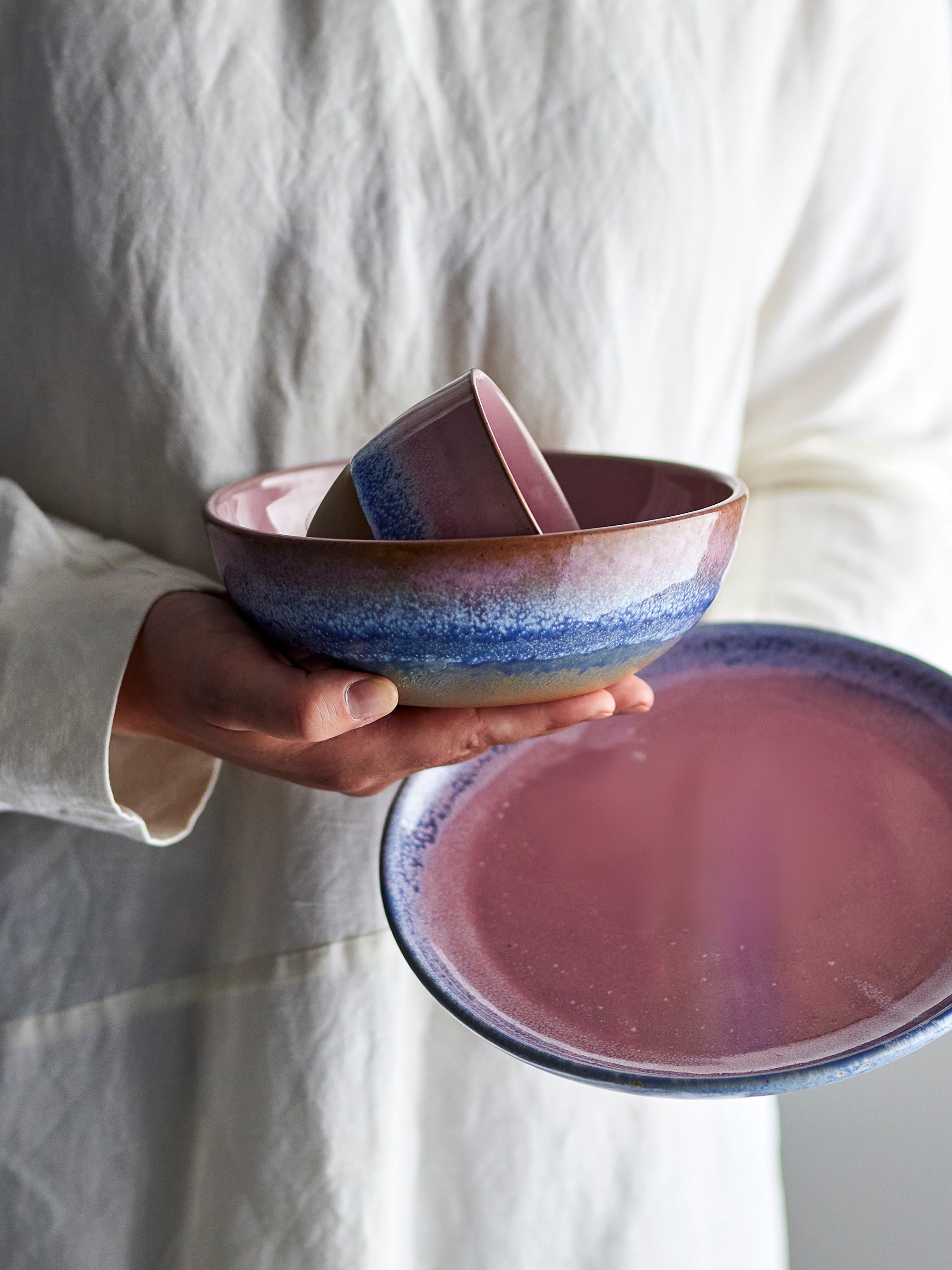 Bloomingville Paula Tallrik, Rosa, Stengods