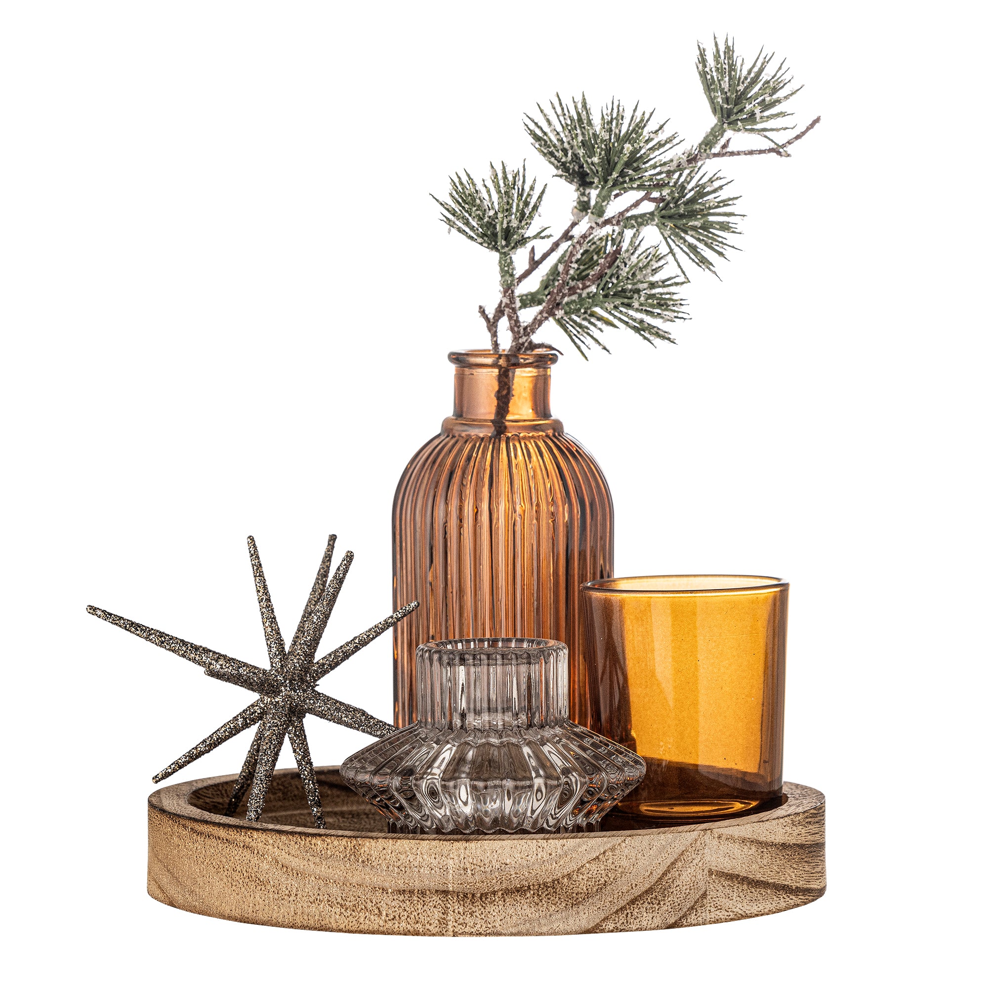 Bloomingville Sanga Bricka med Votiv, Brun, Glas