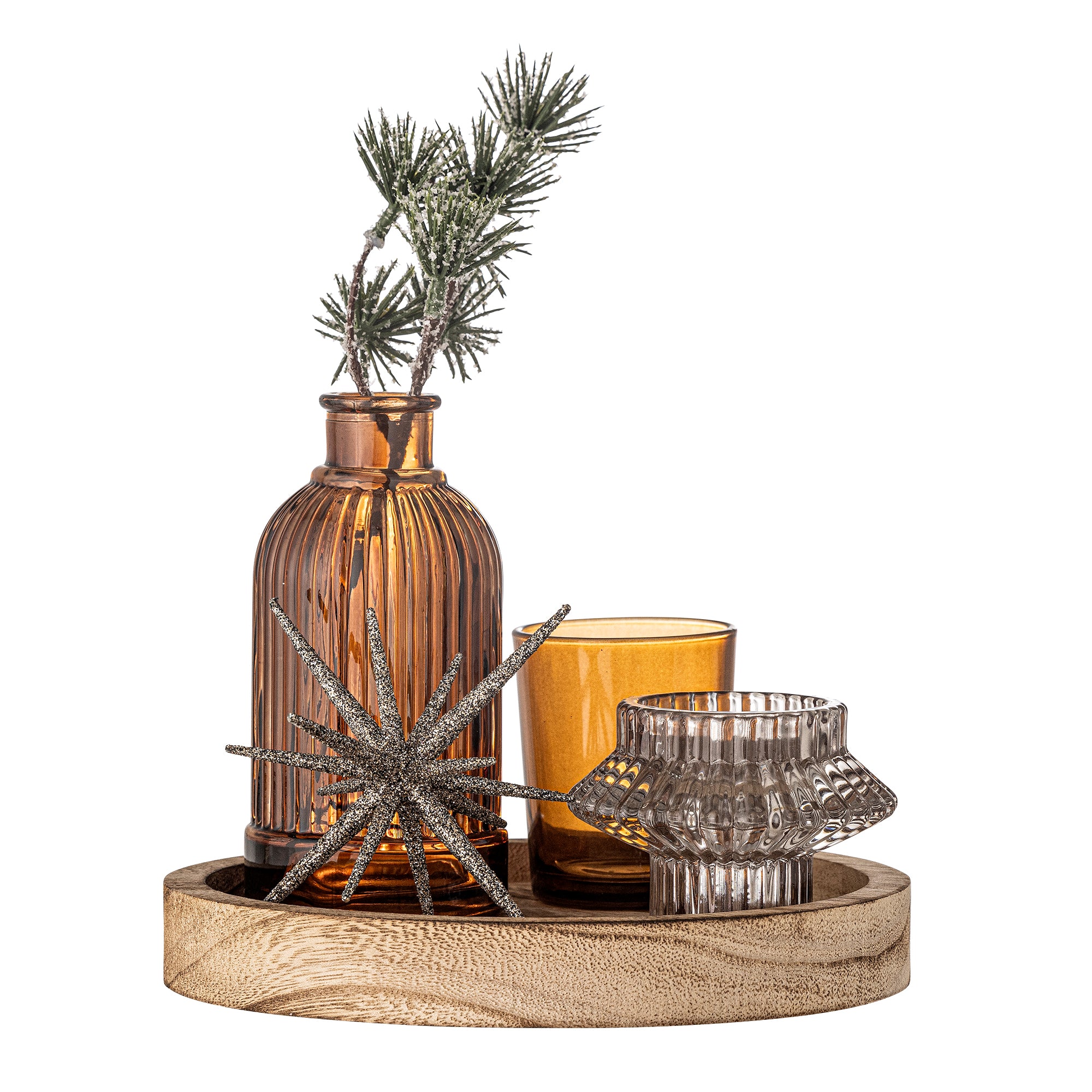 Bloomingville Sanga Bricka med Votiv, Brun, Glas