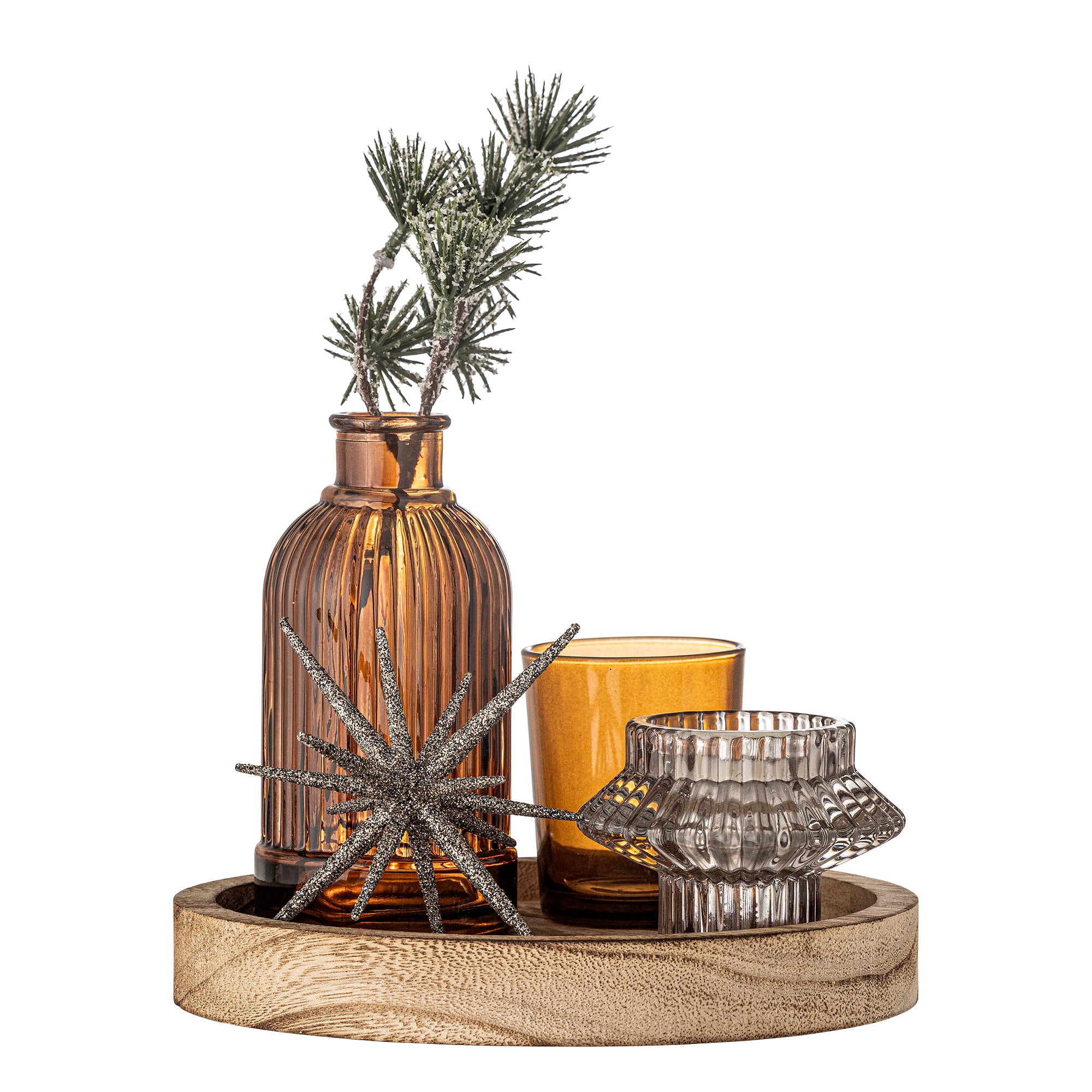 Bloomingville Sanga Bricka med Votiv, Brun, Glas