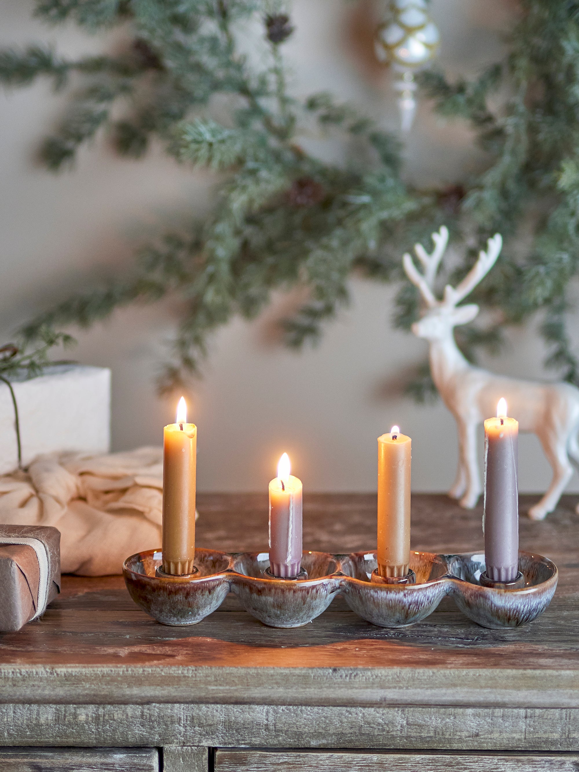 Bloomingville Kalia Adventsljusstake, Brun, Stengods