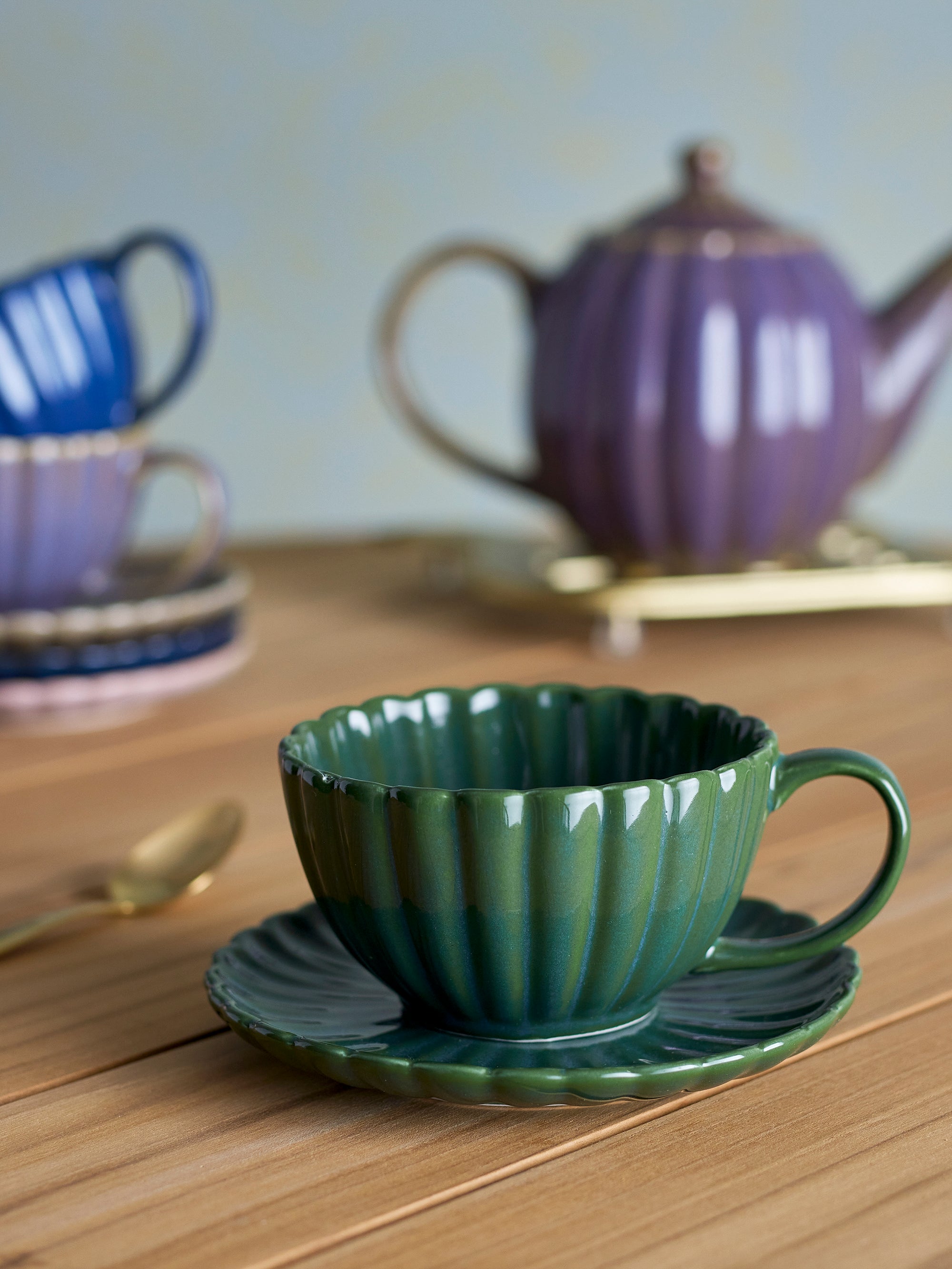 Bloomingville Latina Kopp med Fat, Grön, Stengods