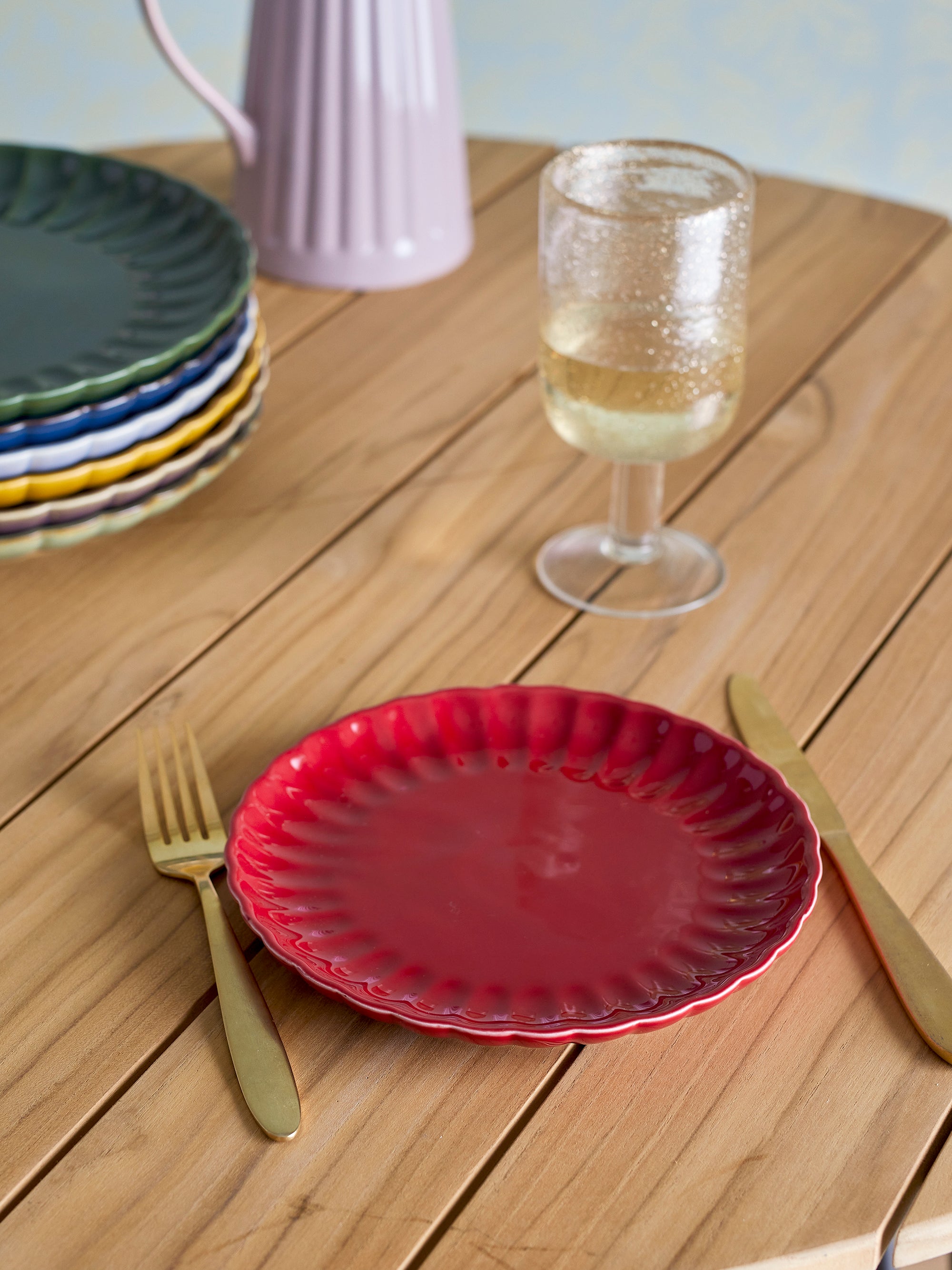 Bloomingville Latina Tallrik, Röd, Stengods