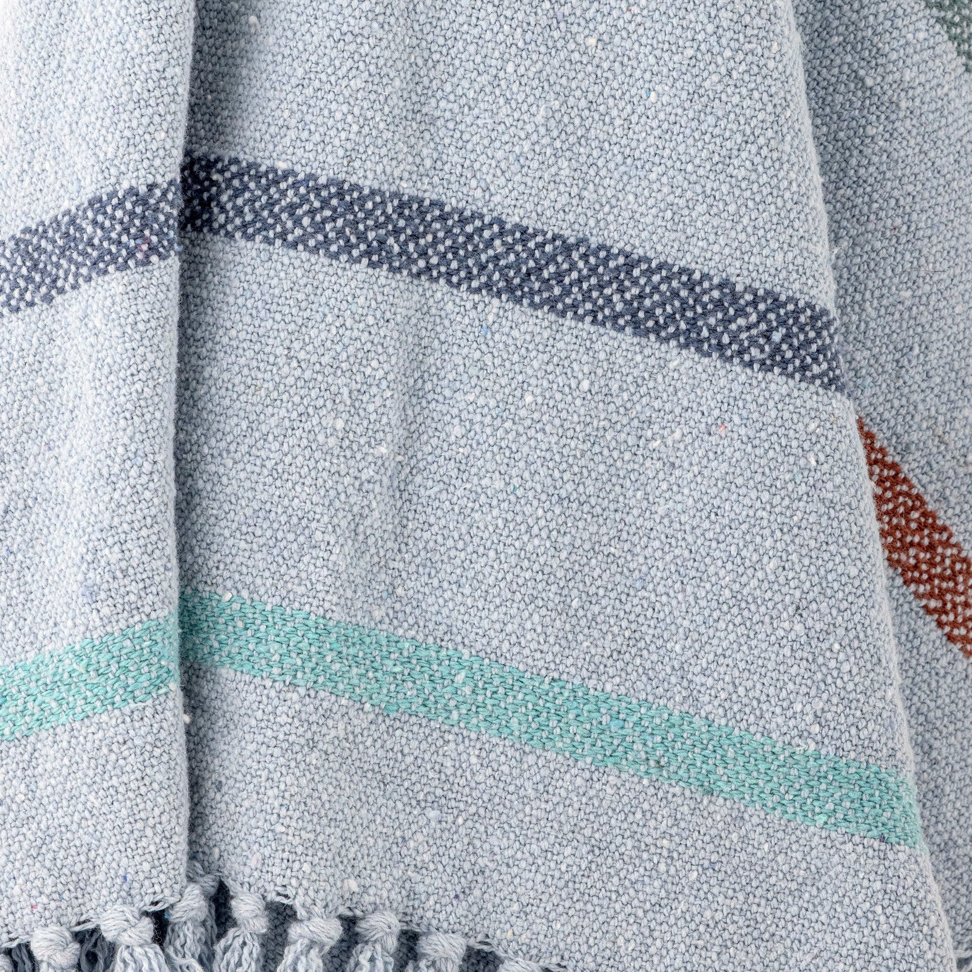 Bloomingville Mini Frey Pläd, Blå, Återvunnen Bomull