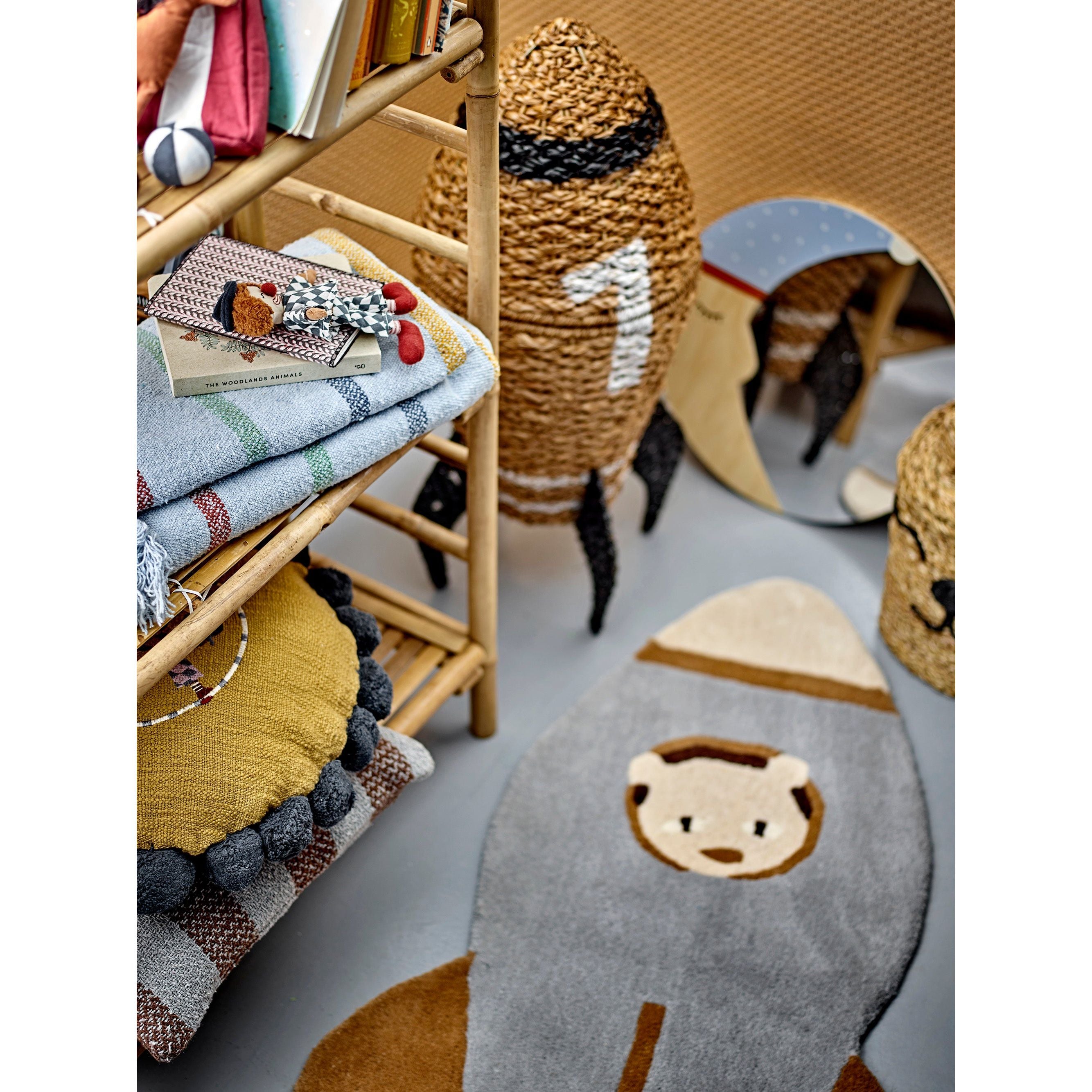 Bloomingville Mini Frey Pläd, Blå, Återvunnen Bomull