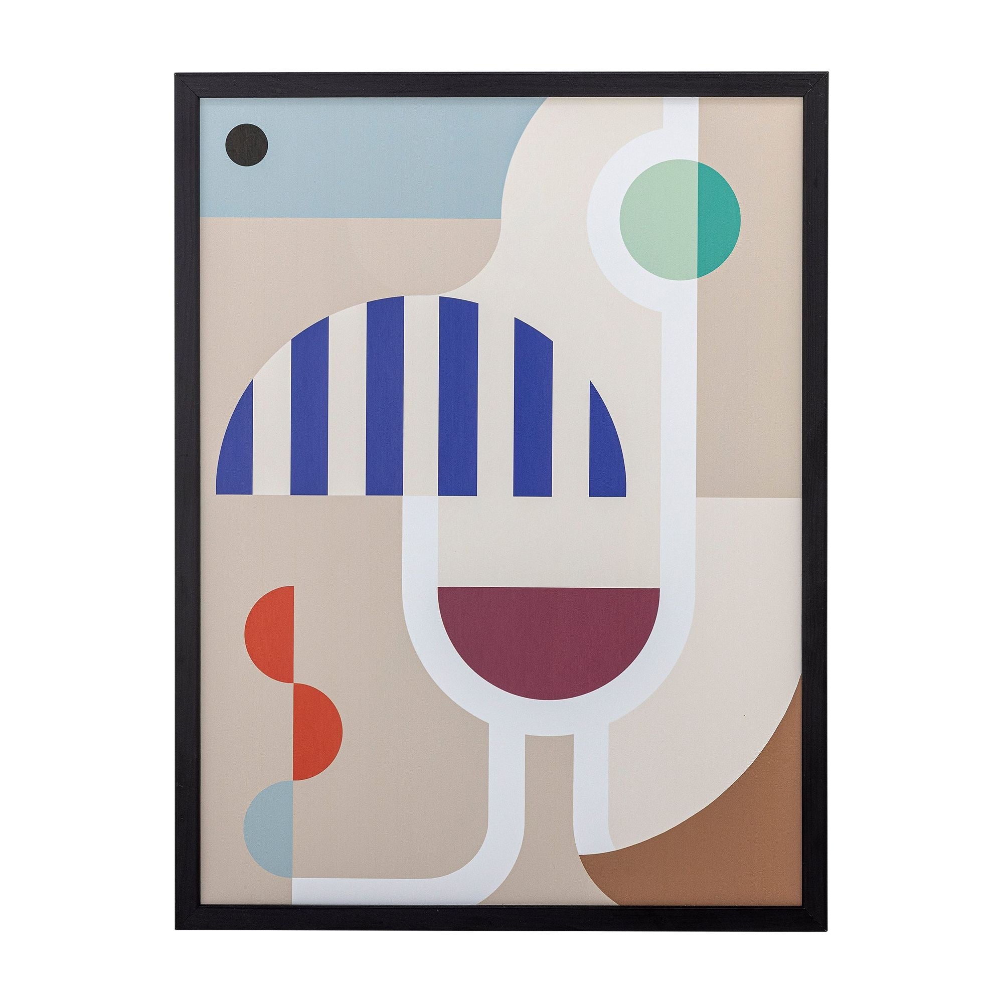 Bloomingville Wine Illustration med Ram, Svart, Furu