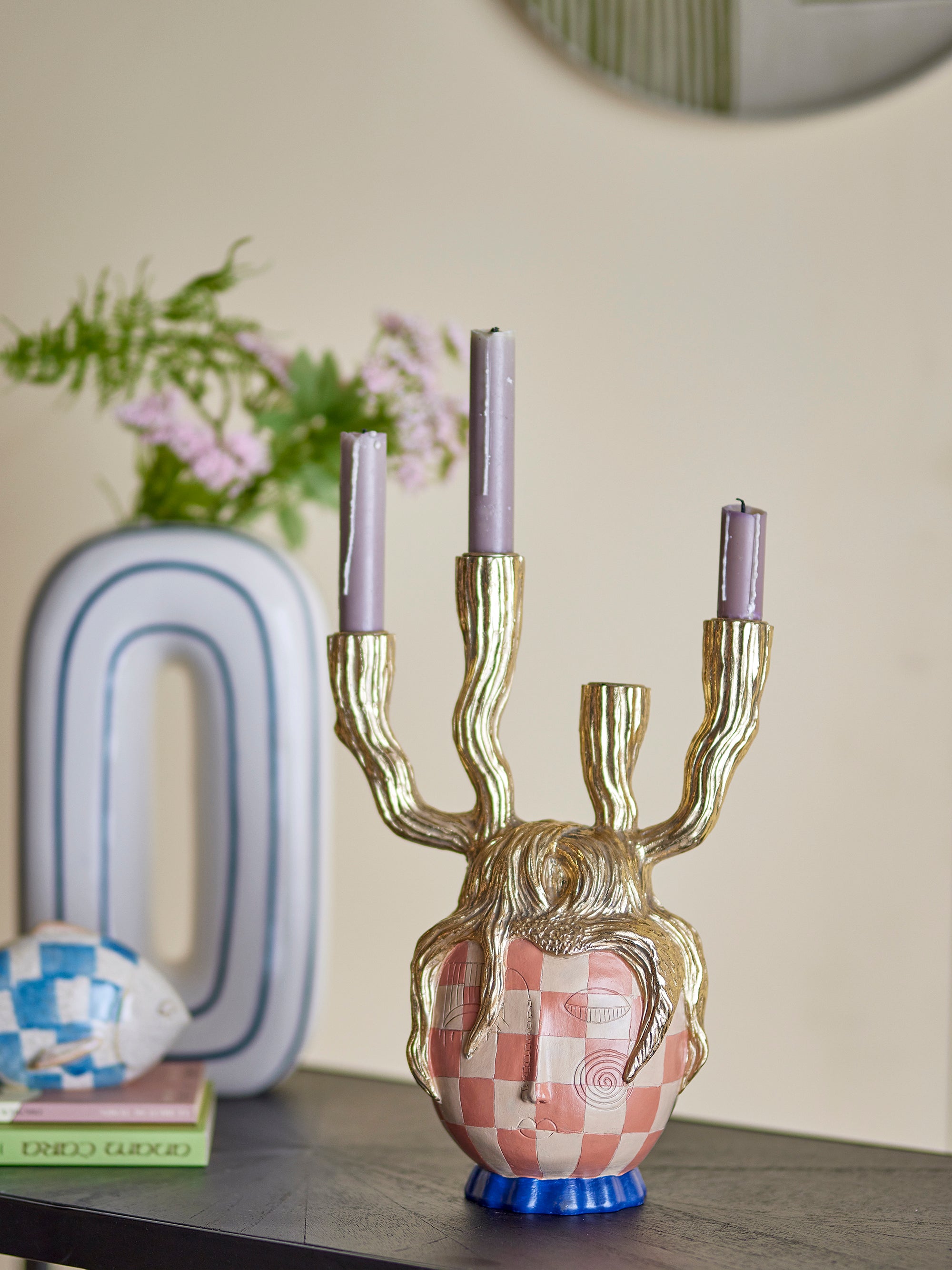 Bloomingville Medusa Ljuslykta, Guld, Polyresin