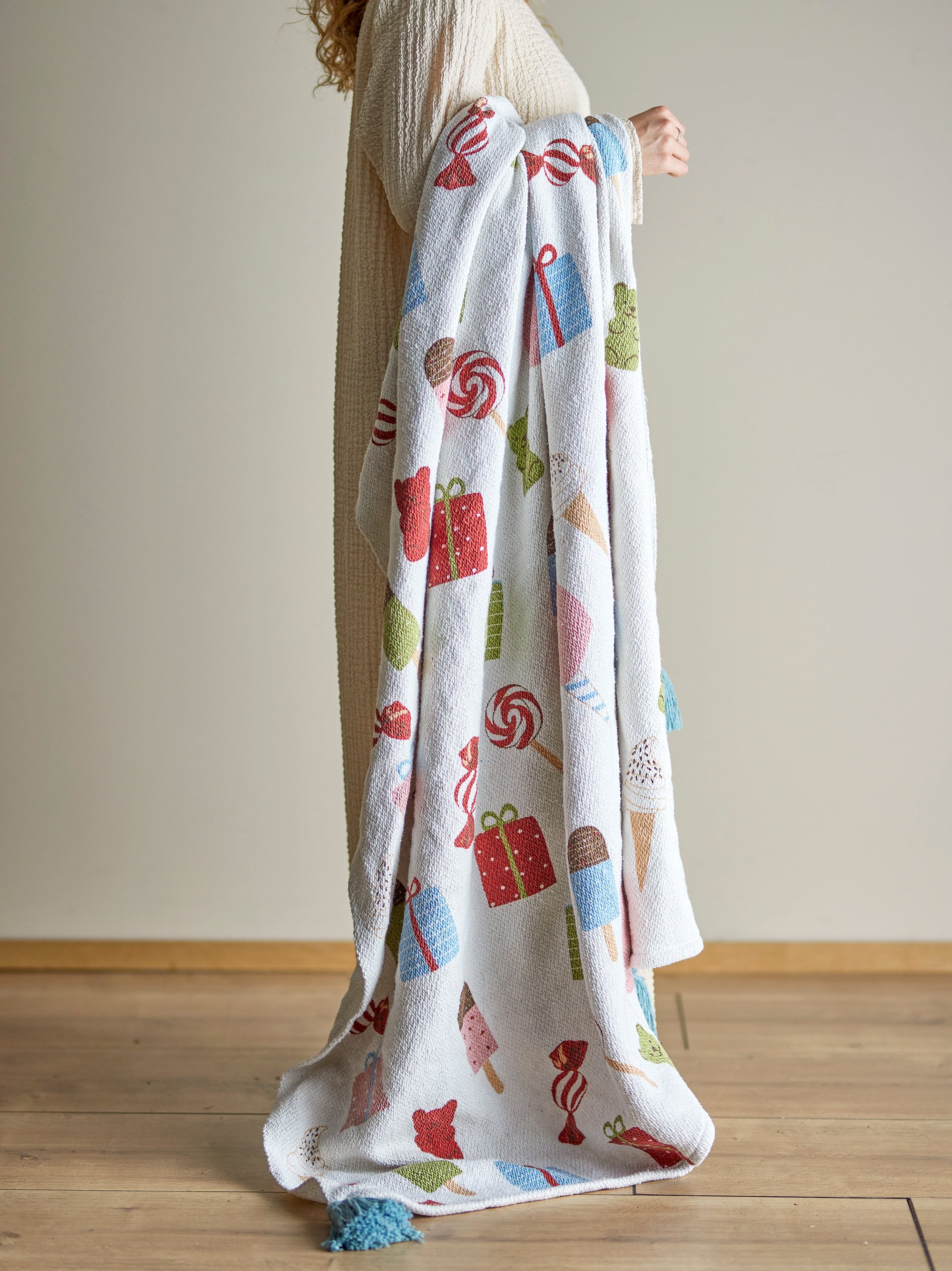 Bloomingville Mini Sweets Pläd, Multi, Återvunnen Bomull