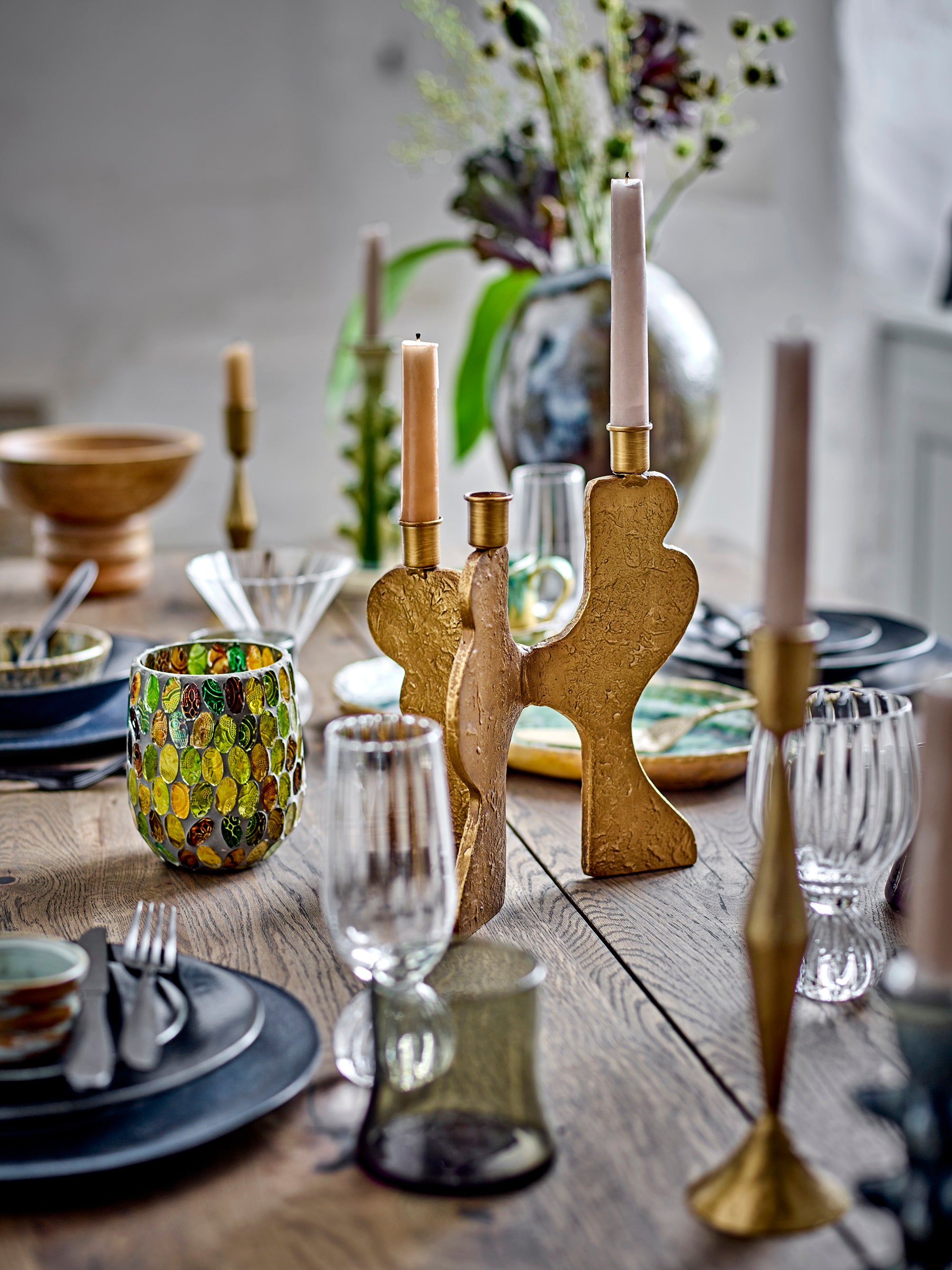 Bloomingville Lux Ljusstake, Guld, Metall