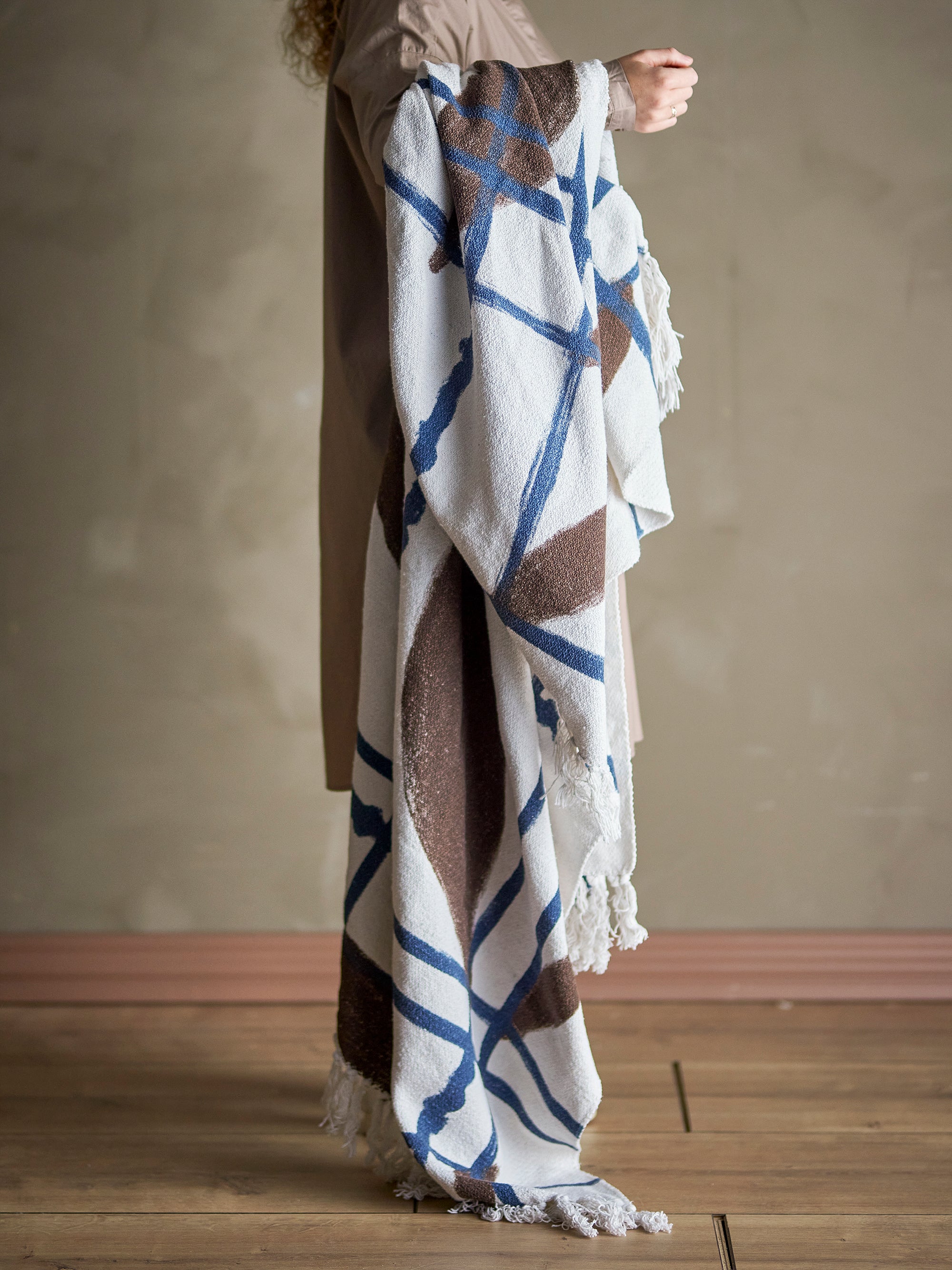 Bloomingville Imperia Pläd, Natur, Återvunnen Bomull