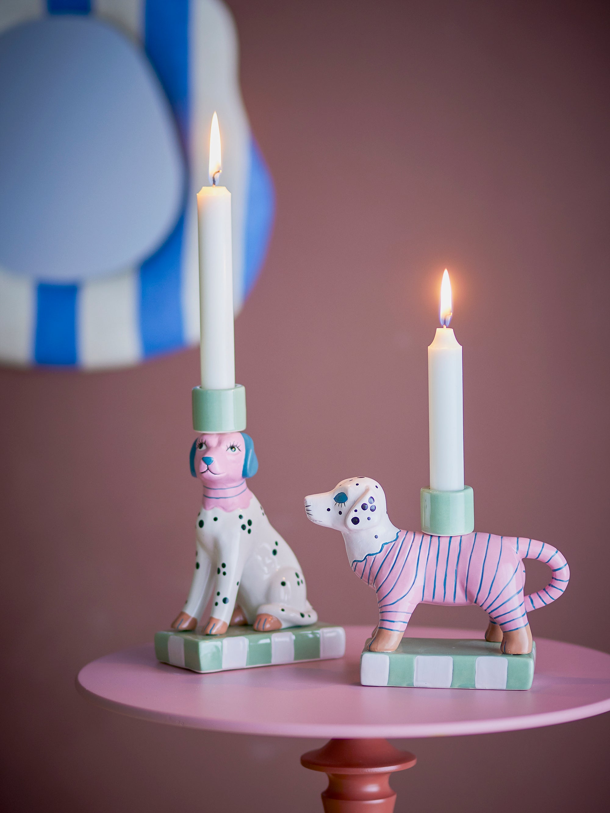 Bloomingville Doglie Ljusstake, Rosa, Stengods