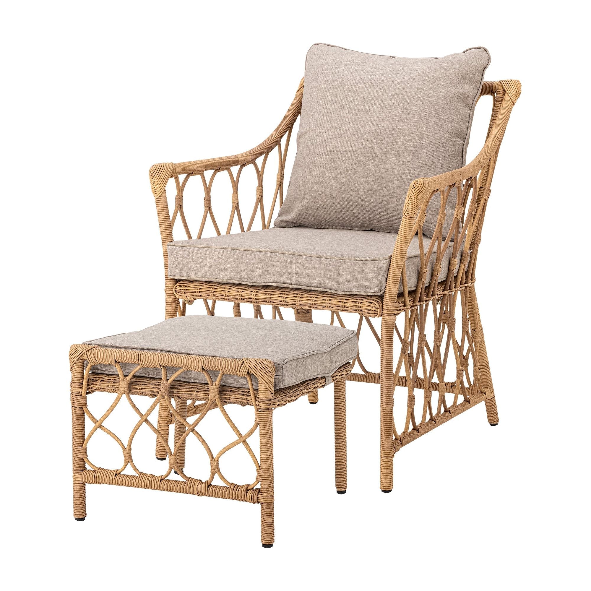 Bloomingville Belluce Loungestol med Pall, Natur, Polyrattan