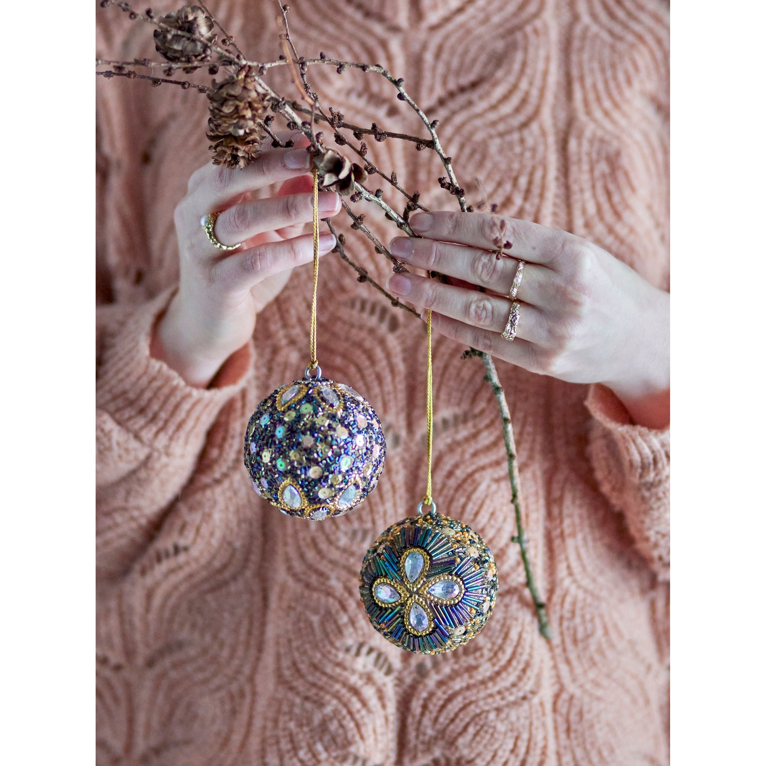 Bloomingville Eleanore Julgranskula, Blå, Glas