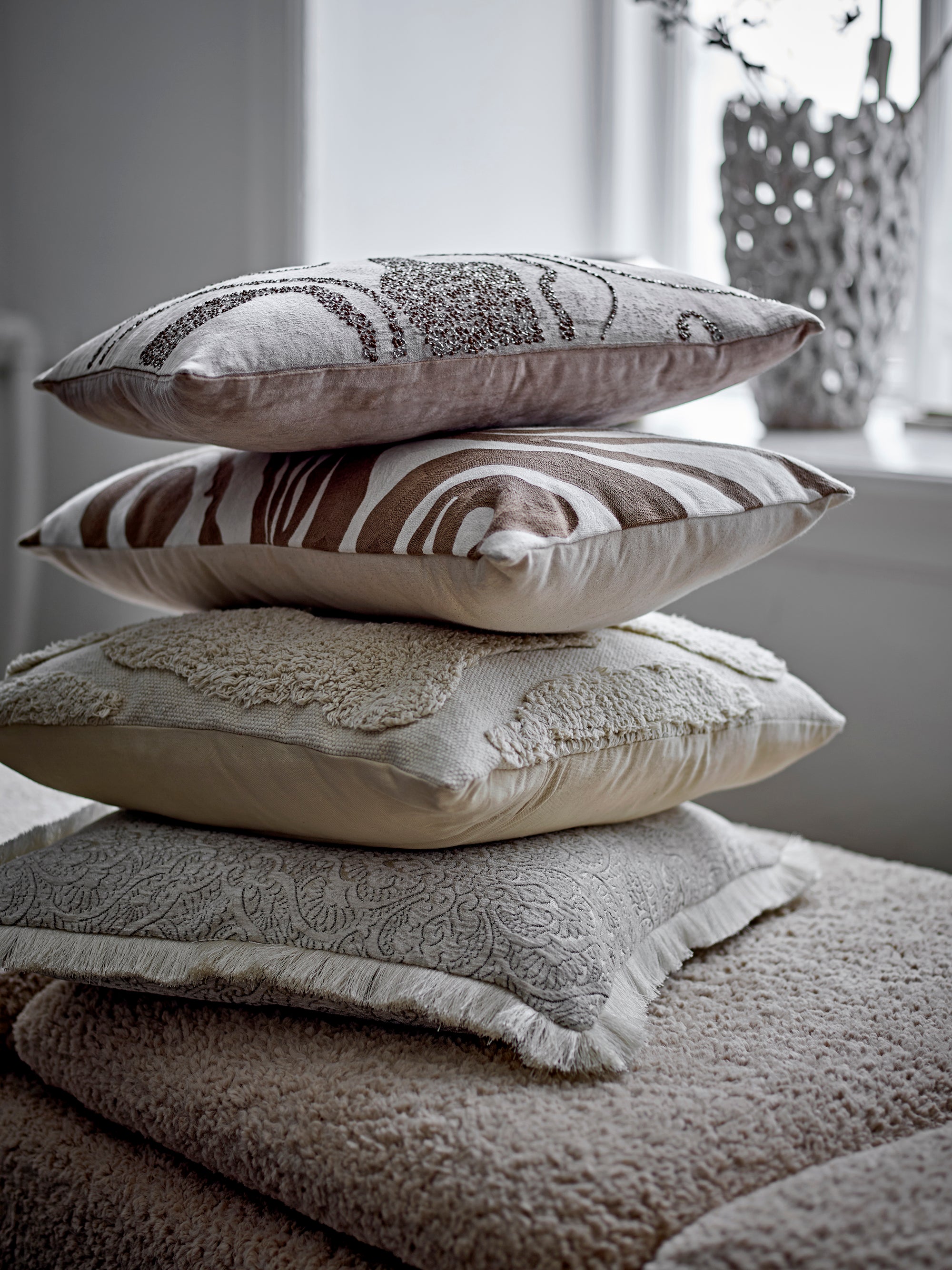 Bloomingville Cabrie Kudde, Natur, Polyester