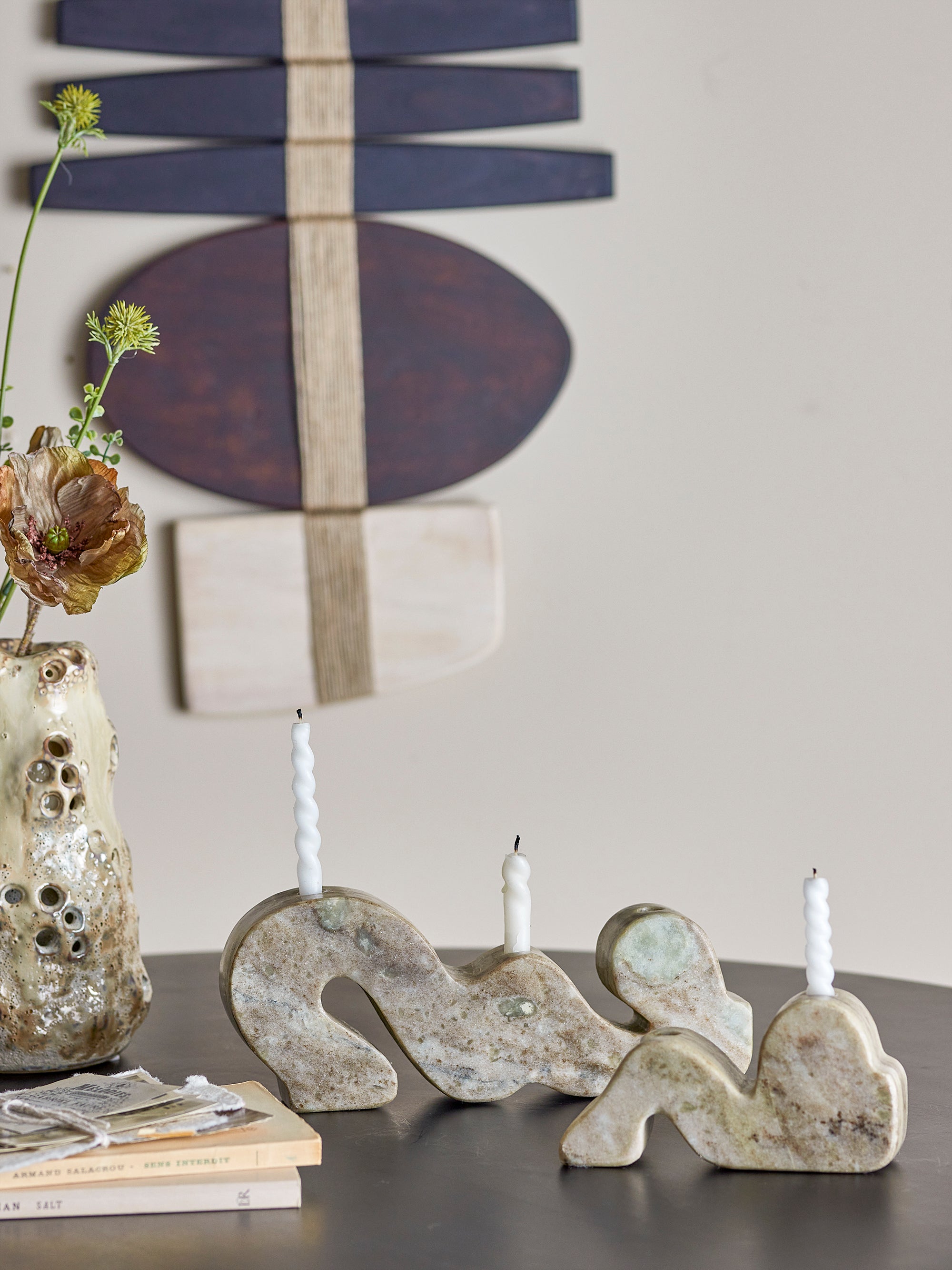 Bloomingville Liabella Ljuslykta, Grå, Marmor