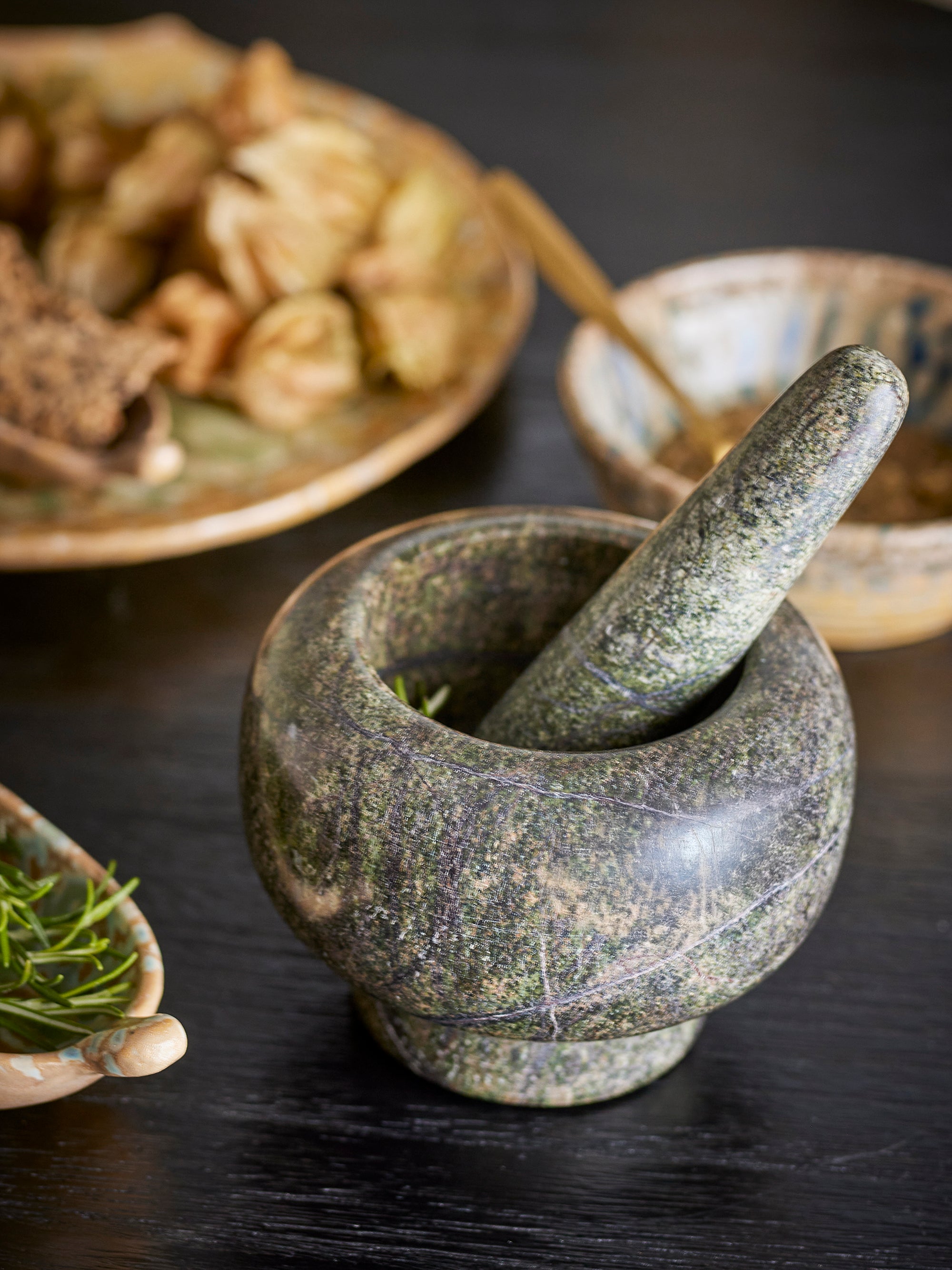 Bloomingville Arazo Mortel och Stöt, Grön, Marmor