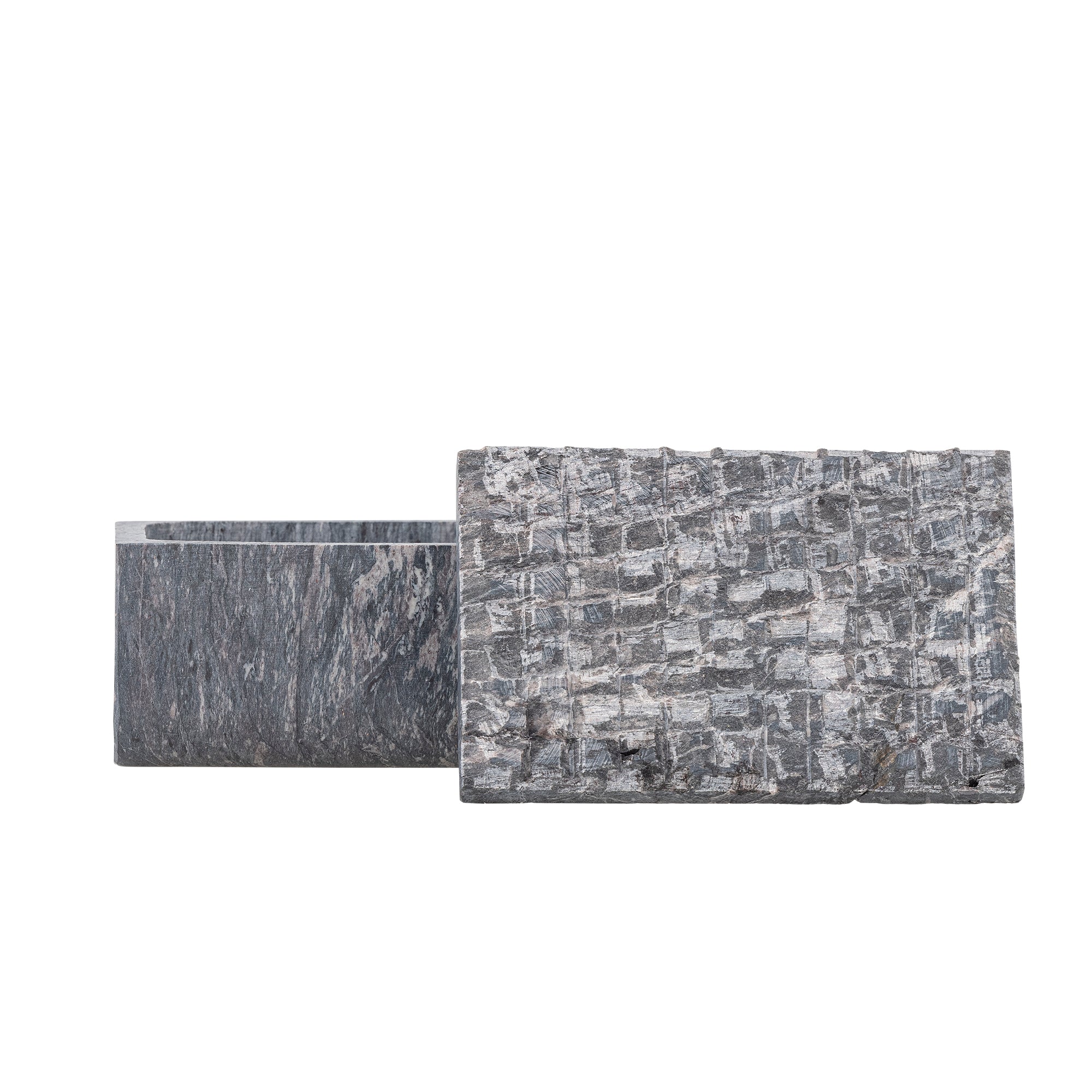 Bloomingville Nubia Box med lock, Grå, Täljsten