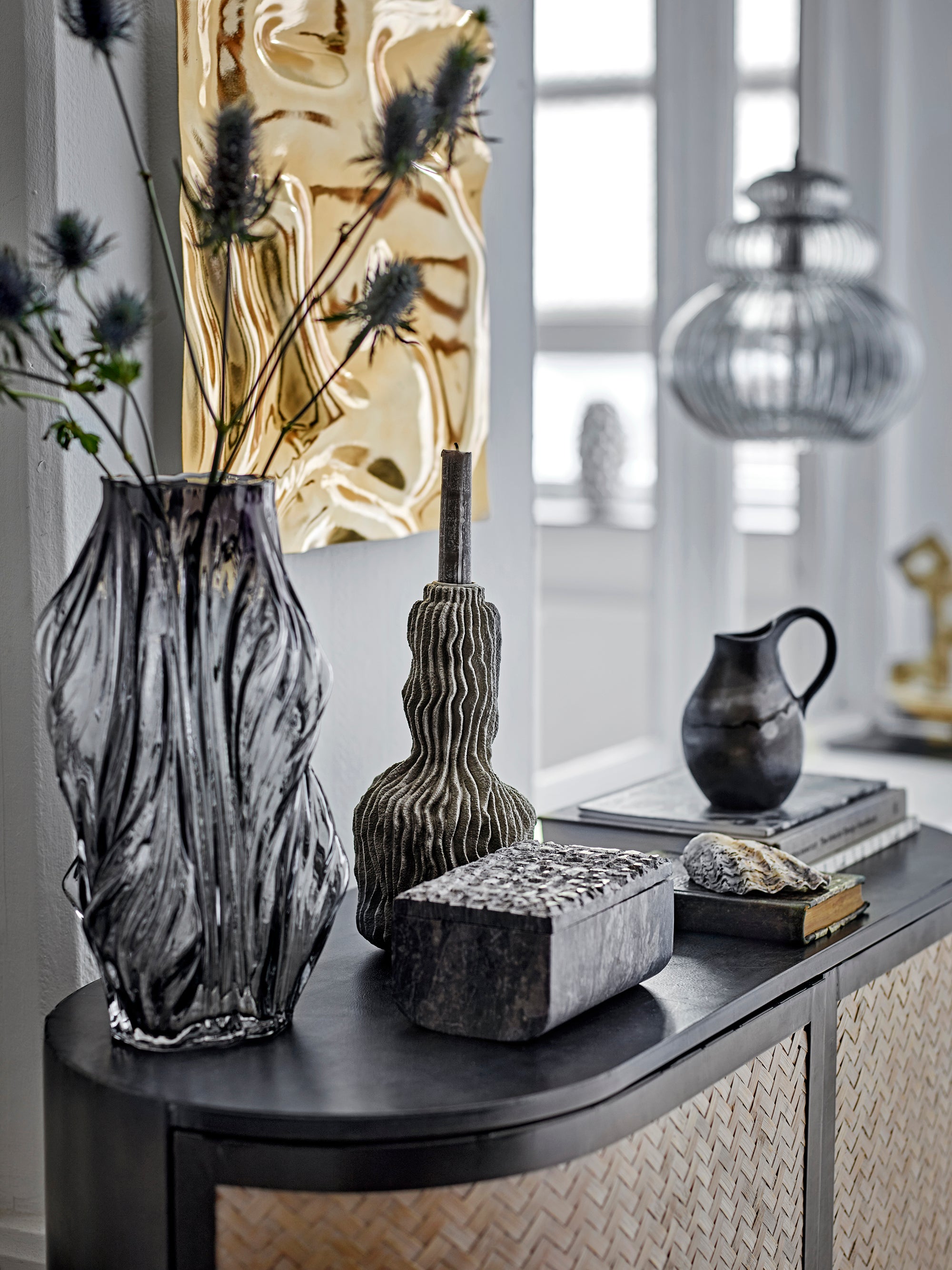 Bloomingville Nubia Box med lock, Grå, Täljsten