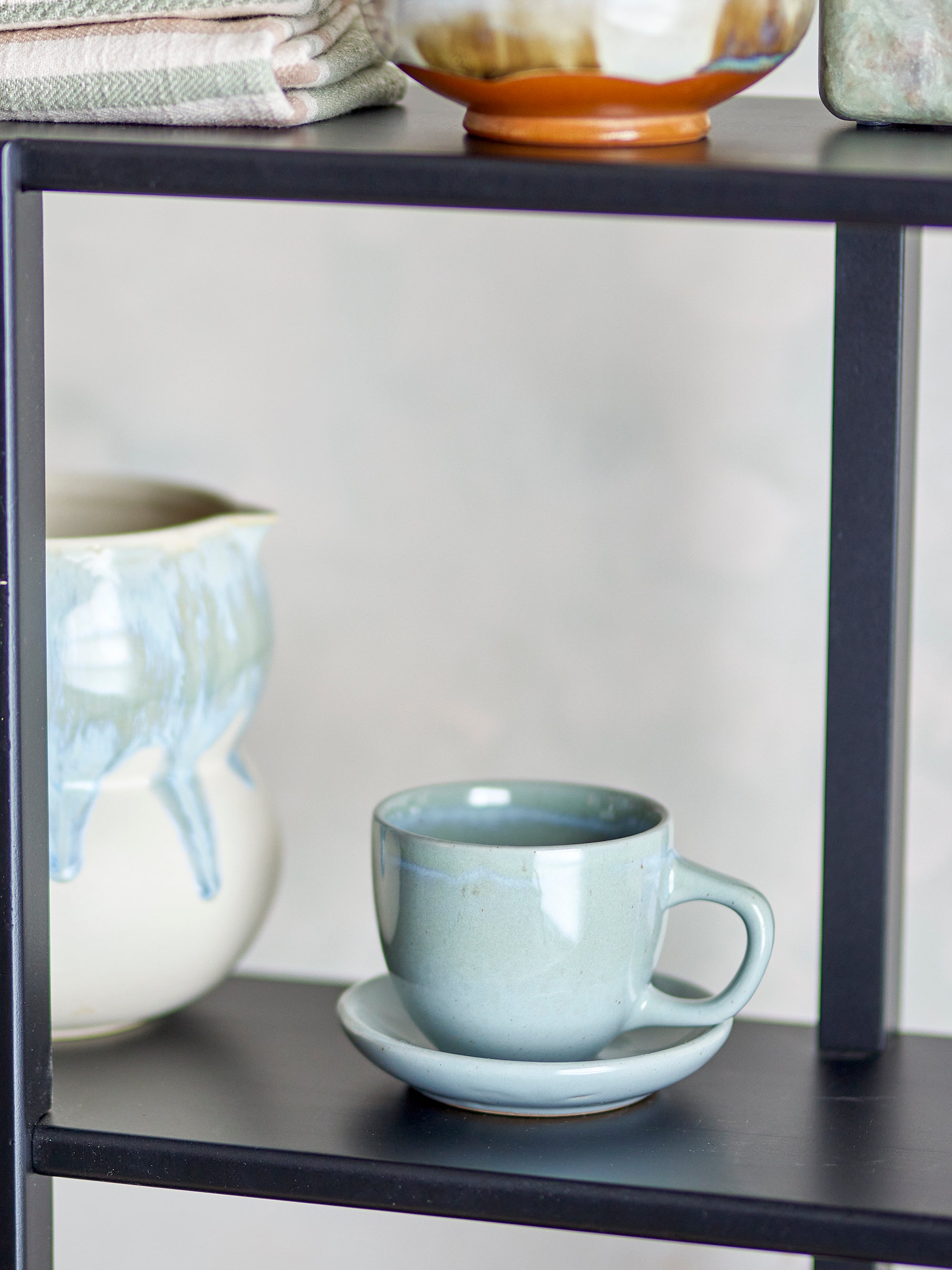 Bloomingville Brenta Kopp med Fat, Blå, Stengods