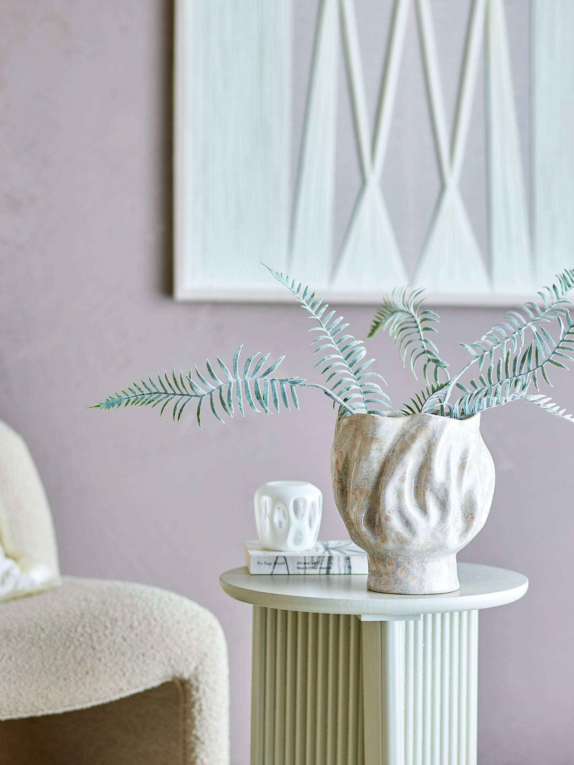 Bloomingville Adair Vas, Vit, Stengods