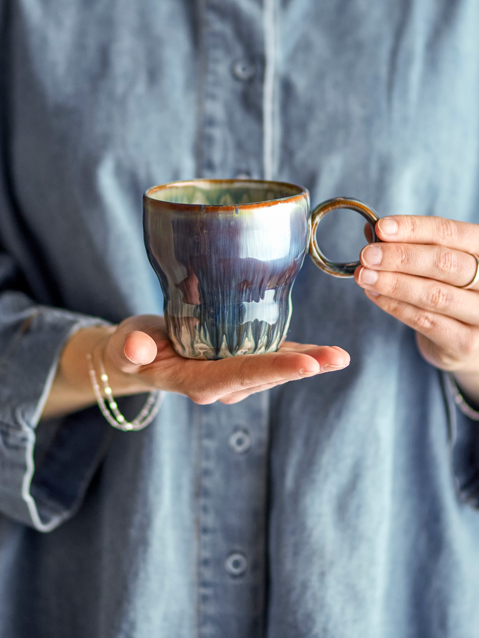 Bloomingville Nigel Kopp, Blå, Stengods