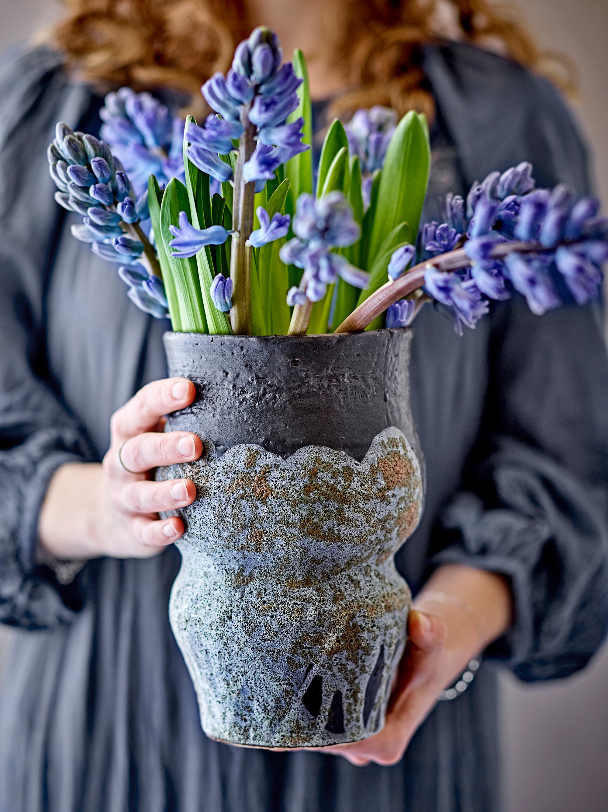 Bloomingville Neeson Blomkruka, Blå, Stengods