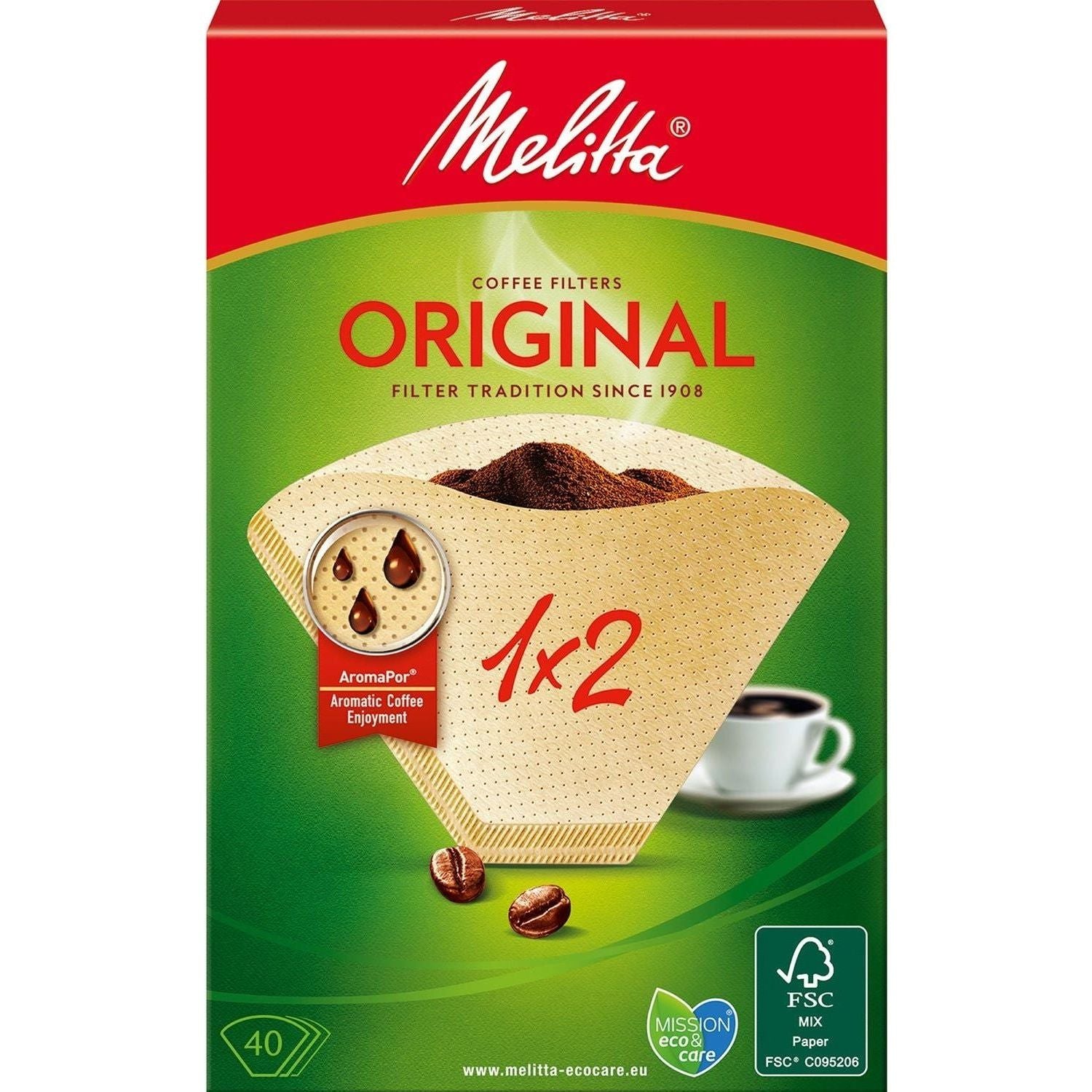 Melitta Kaffefilter 1X2 40pack (Obs 18 dfp)