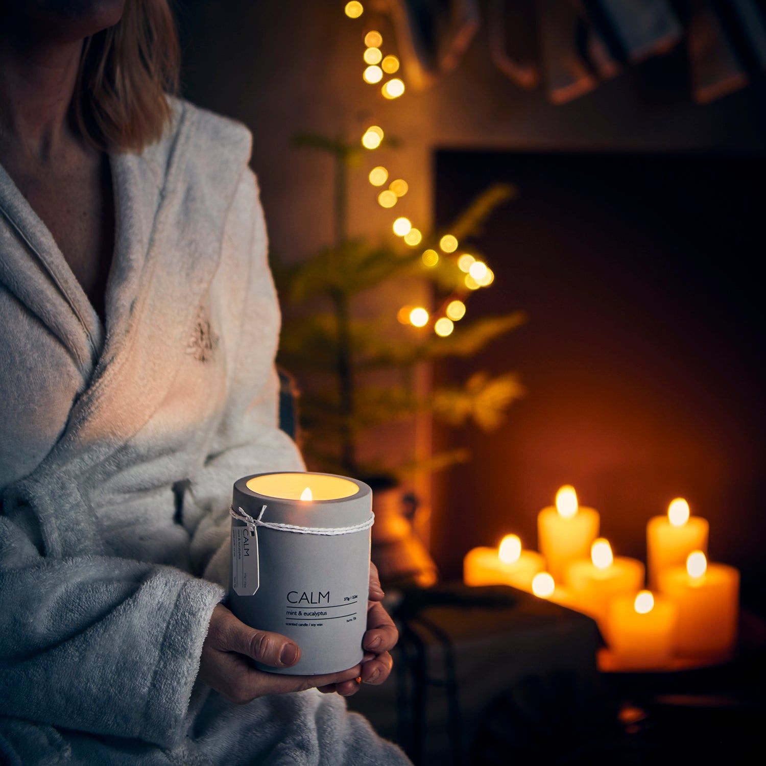 Affari of Sweden CALM Doftljus M Mint & eucalyptus, Brun/grå